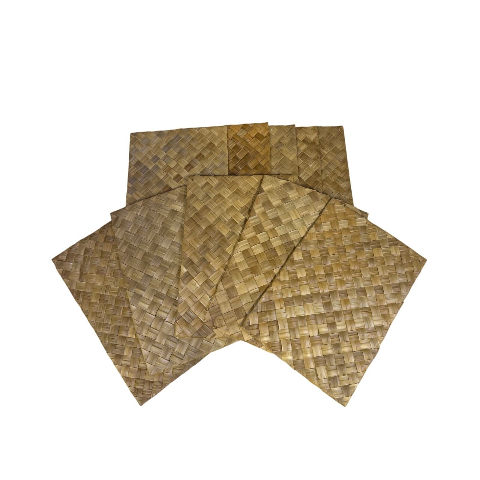 Rattan Palm Leaf Diagonal Woven Indoor/Outdoor Natural Placemats-Set of 10