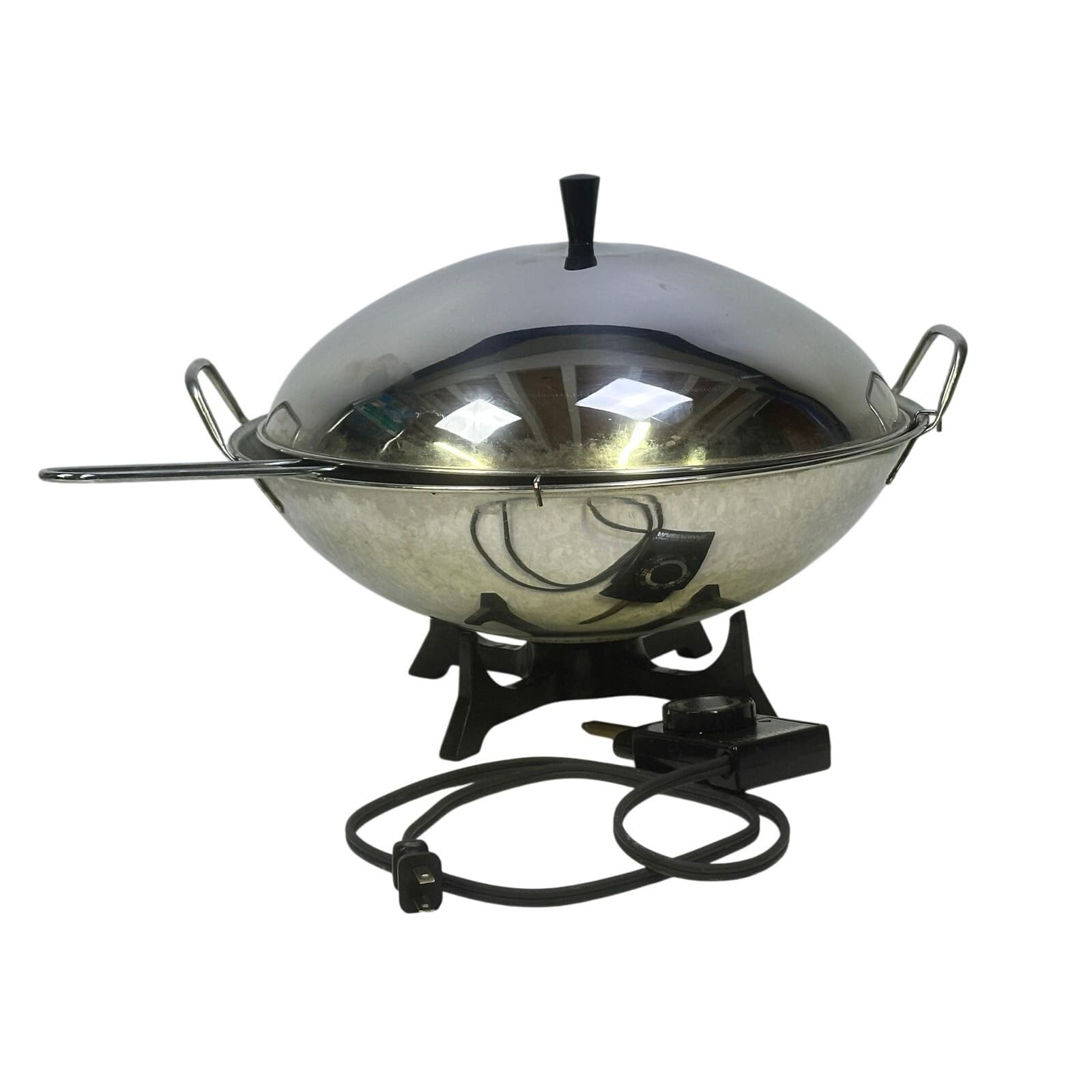 Farberware 1990's Electric 14" Wok Model #303 Tempura Rack Steamer Stir Fry Pan