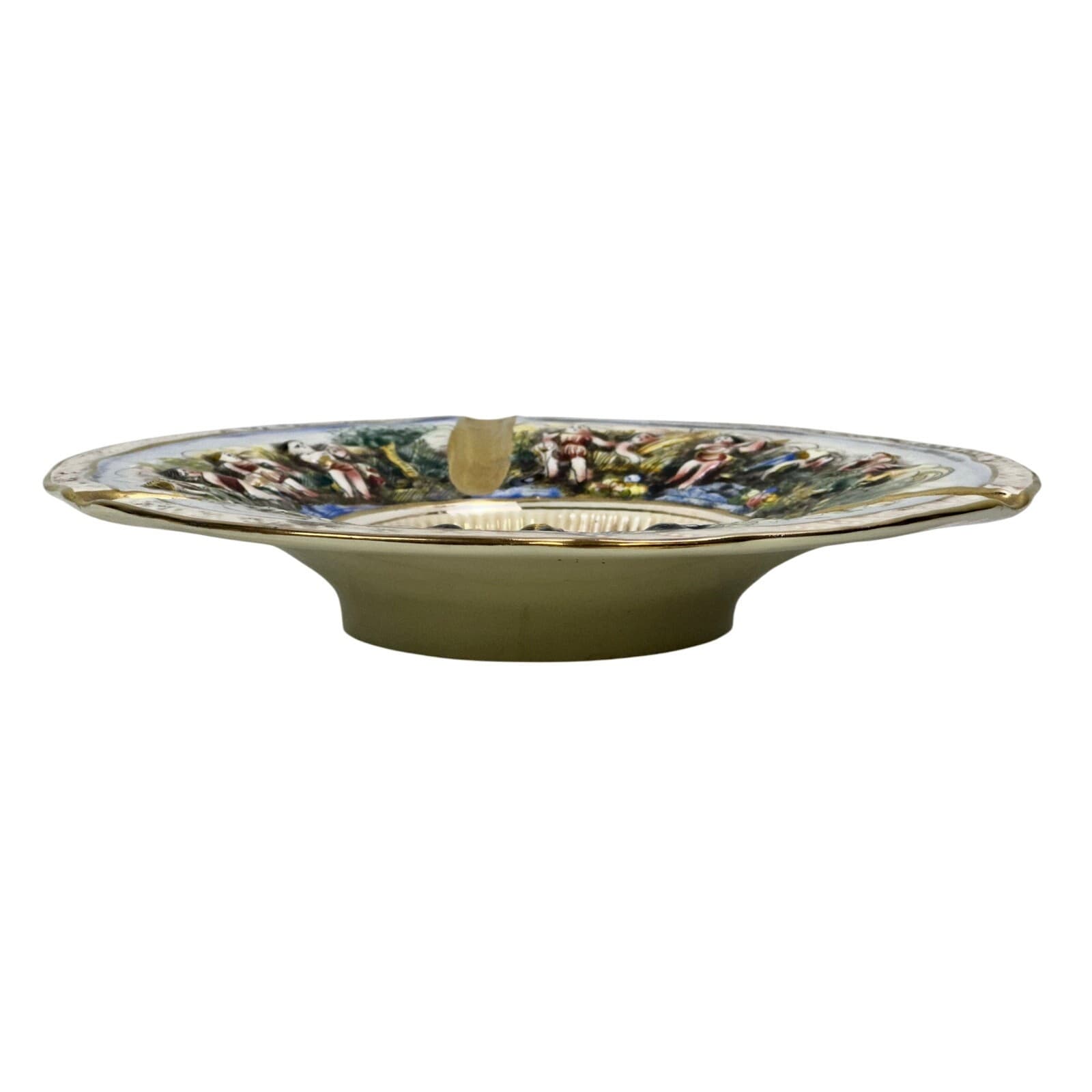 Capodimonte Italian Vintage 1950-1970 Raised Relief Porcelain 11.5" Ash Tray