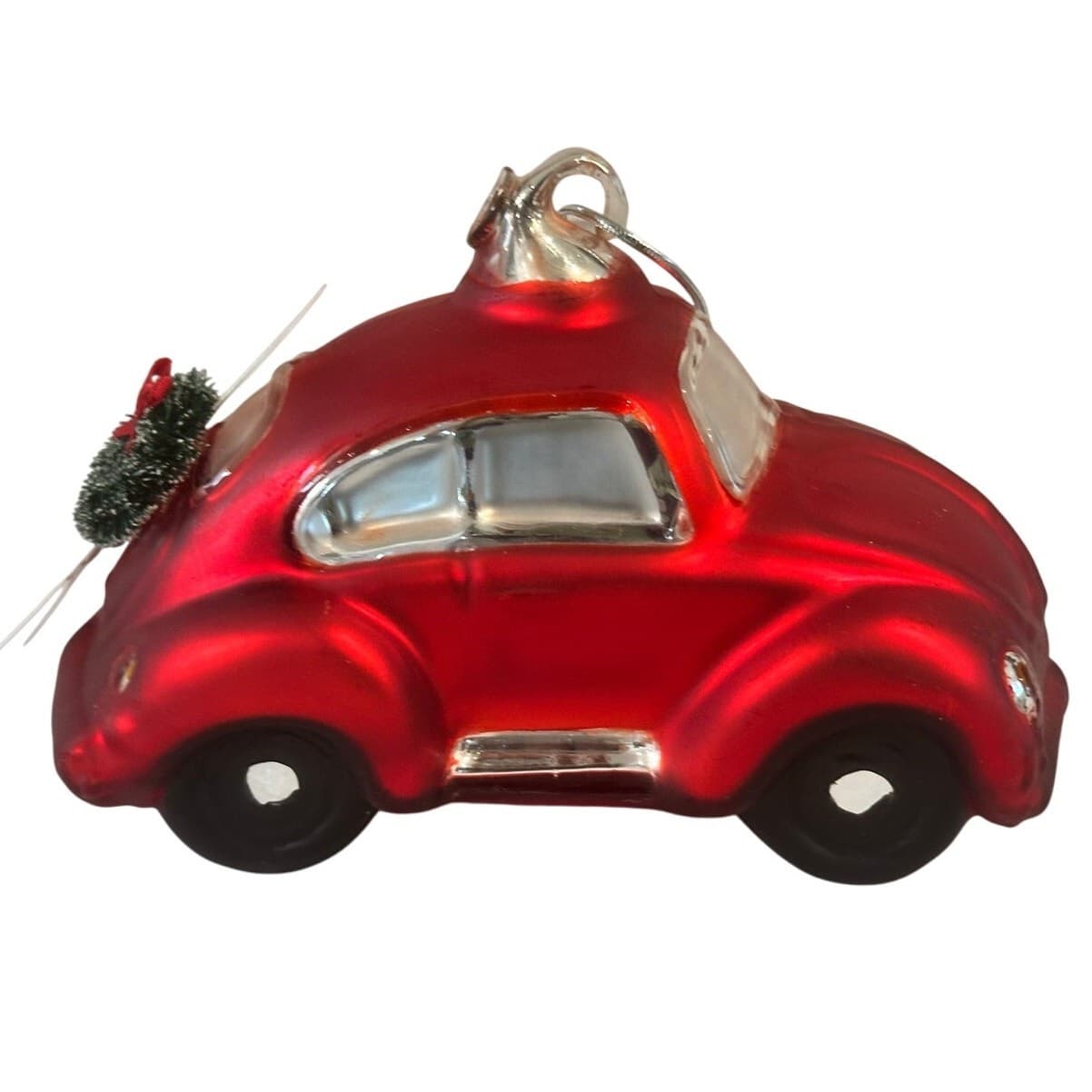 Dept 56 Handblown Mercury Glass Jumbo Christmas 'VW Beetle Wreath' Ornament-NWT