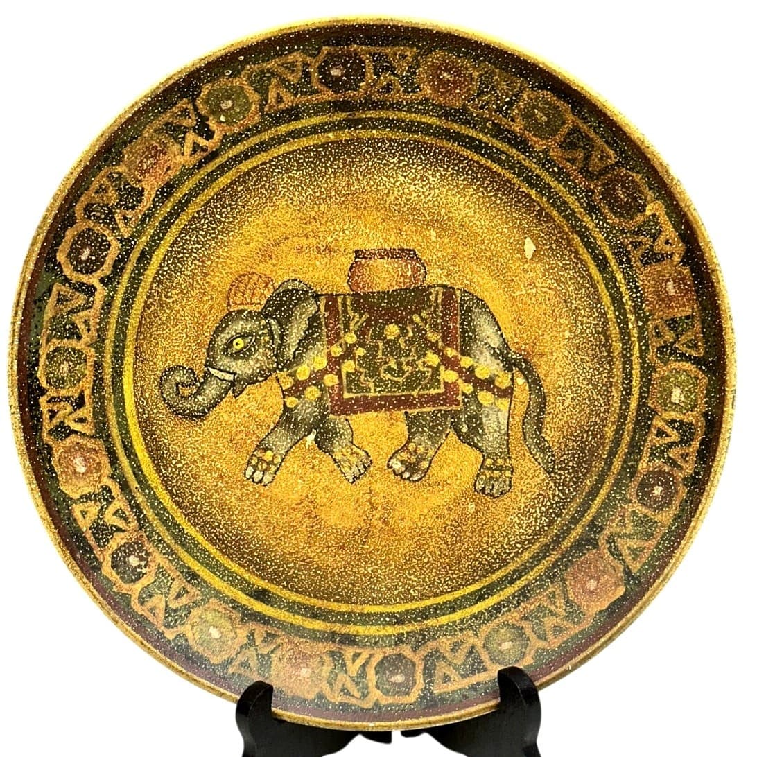 Oriental Accent Decorative 10.25" Ceramic Art Lucky Elephant Design Plate