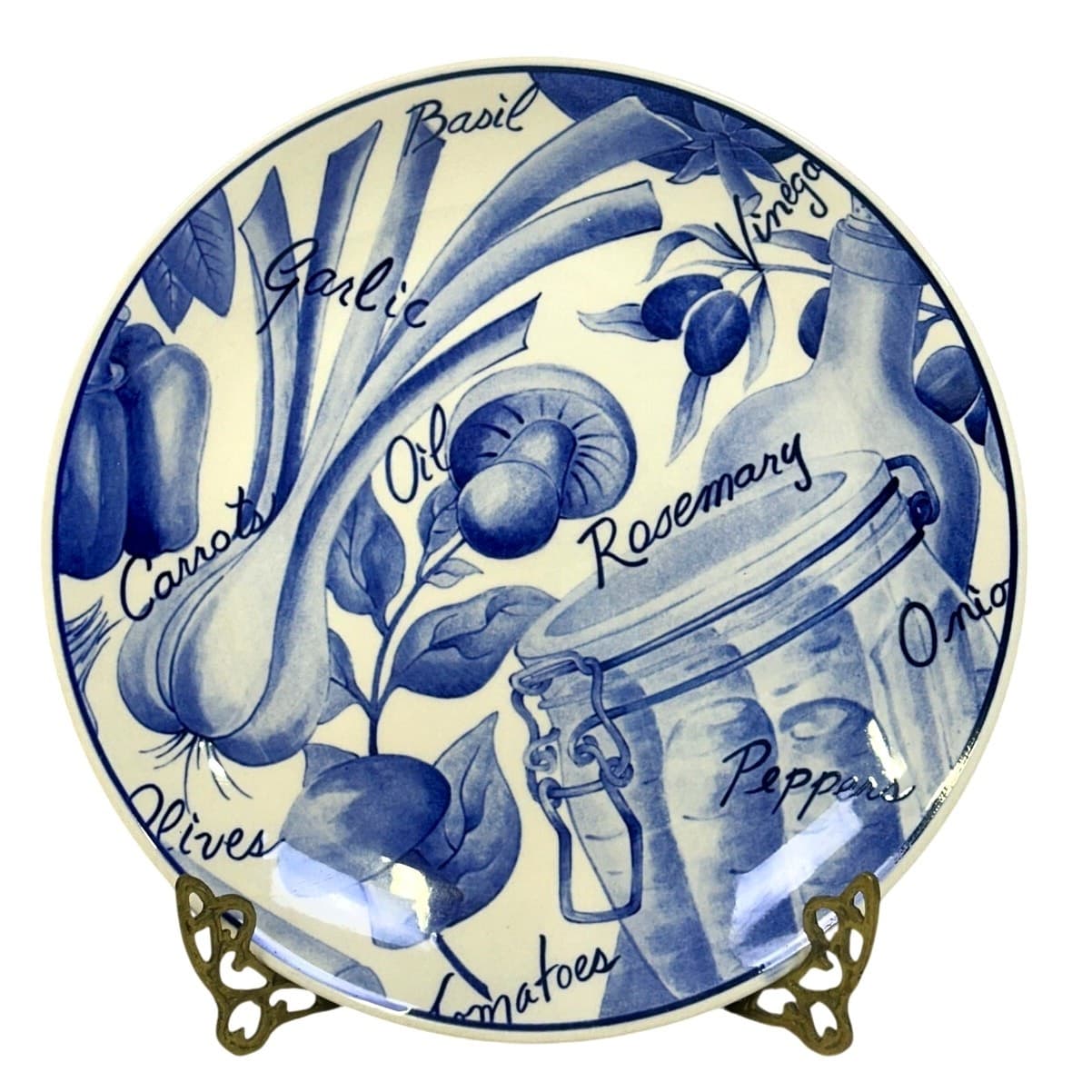 Sango Handcrafted 6144 Kitchen Garden Blue 10.75" Dinner Plate