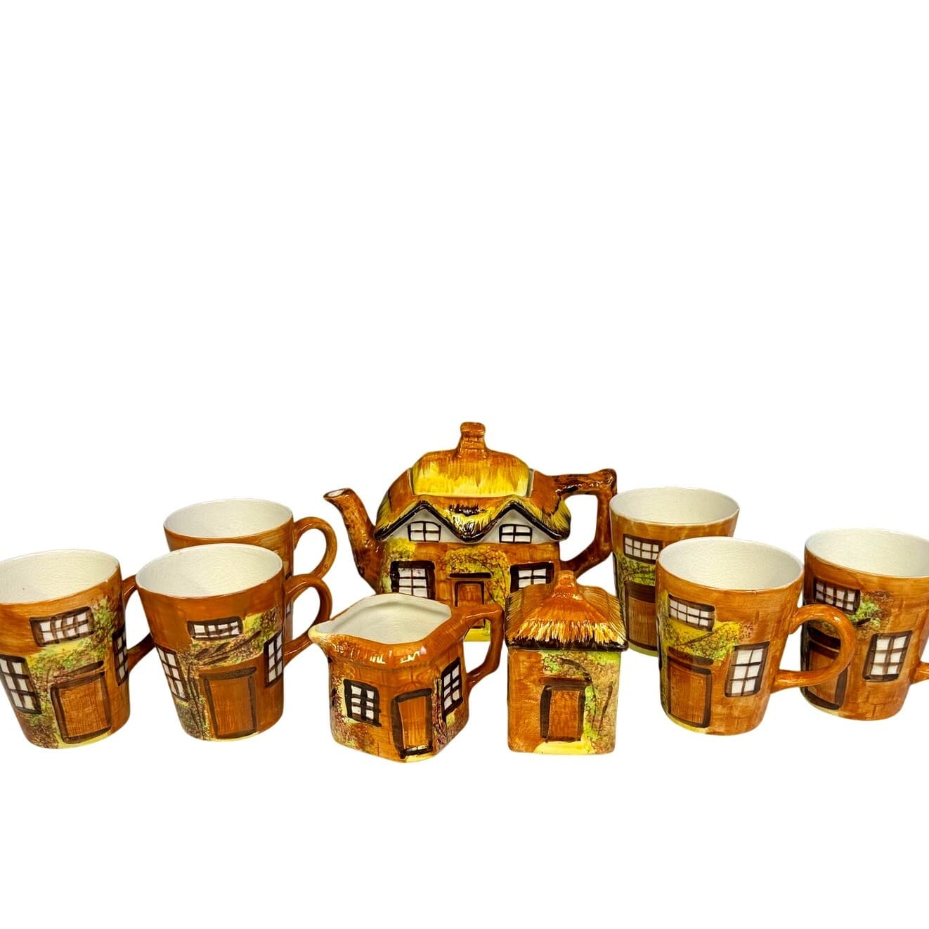Price & Kensington 'Ye Olde Cottage' 11-PC Tea Set Teapot/Creamer/Sugar/Mugs(6)