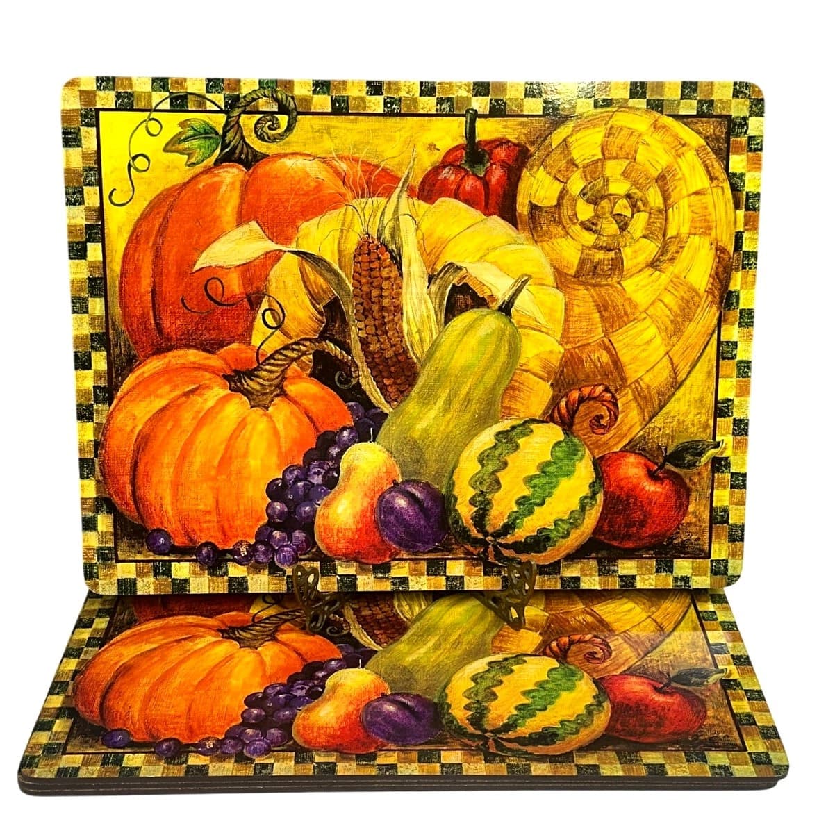 Harvest Fall Pumpkin Thanksgiving Cork Back Placemats by Benson Mills-Set of 4