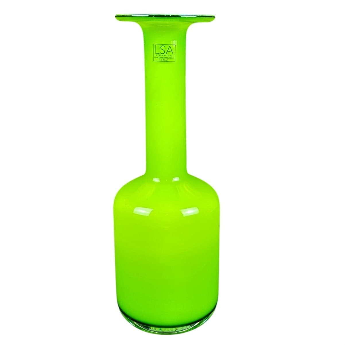 LSA Handblown 12.5" Tall Lime Green & White Vase Poland
