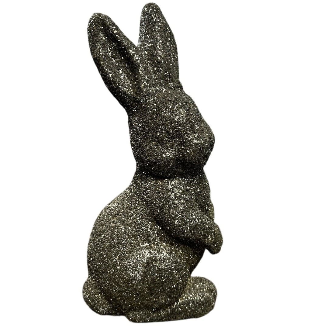 Pier 1 Gold German Glass Glitter Spring Easter Bunny Decor 12.5 "