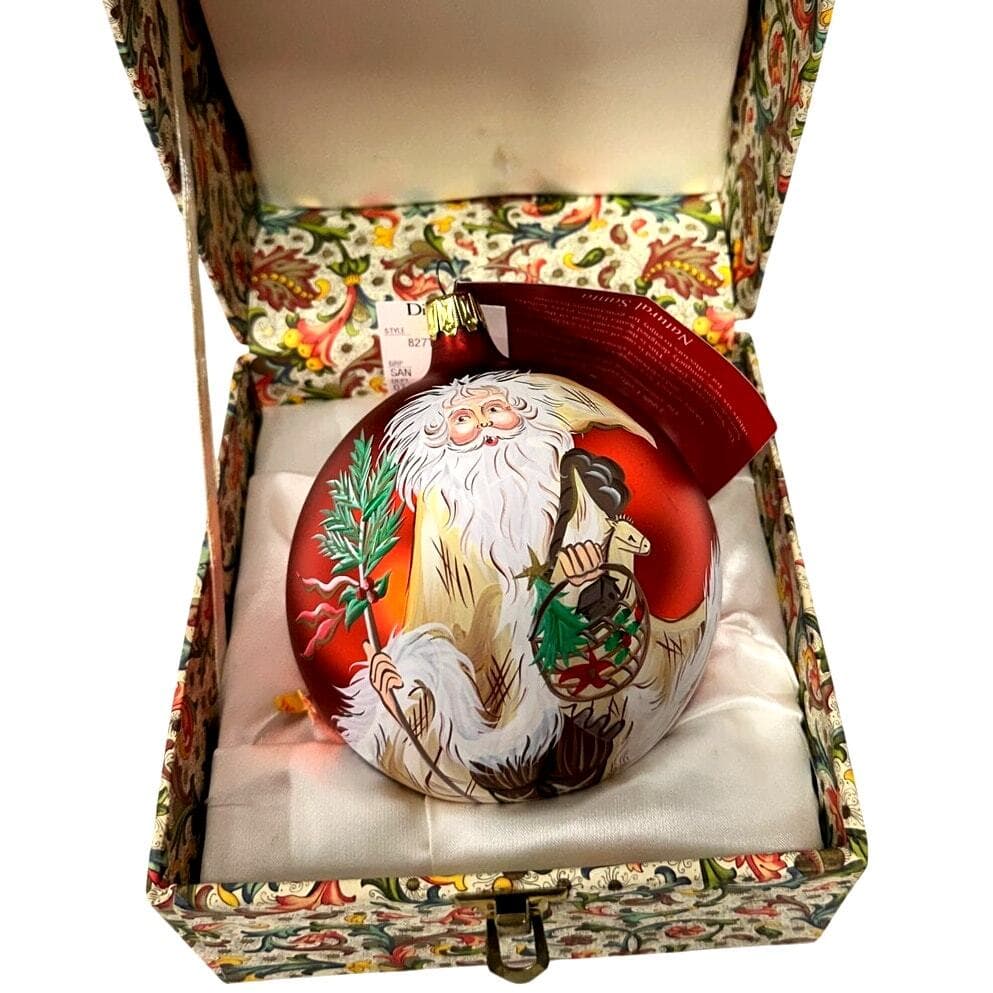 Dillard's 1998 “Natural Santa” Hand Painted Signed Christmas Ornament-NEW!