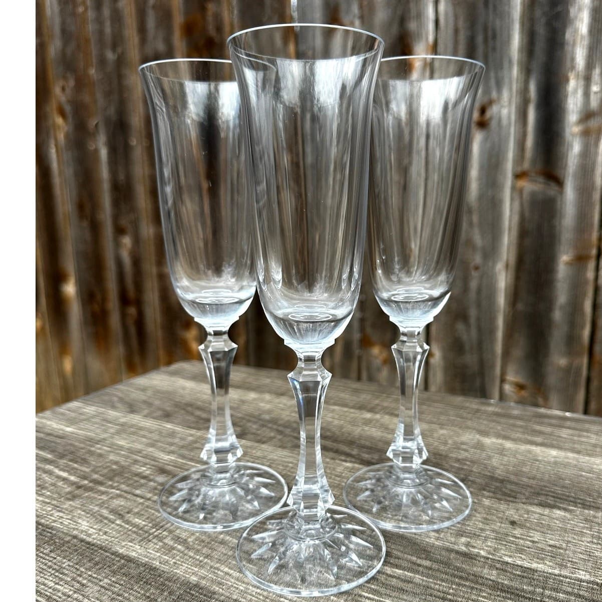 Towle Retired 1983 'Kirkland' Fluted Crystal Champagne Glasses-Set of 3