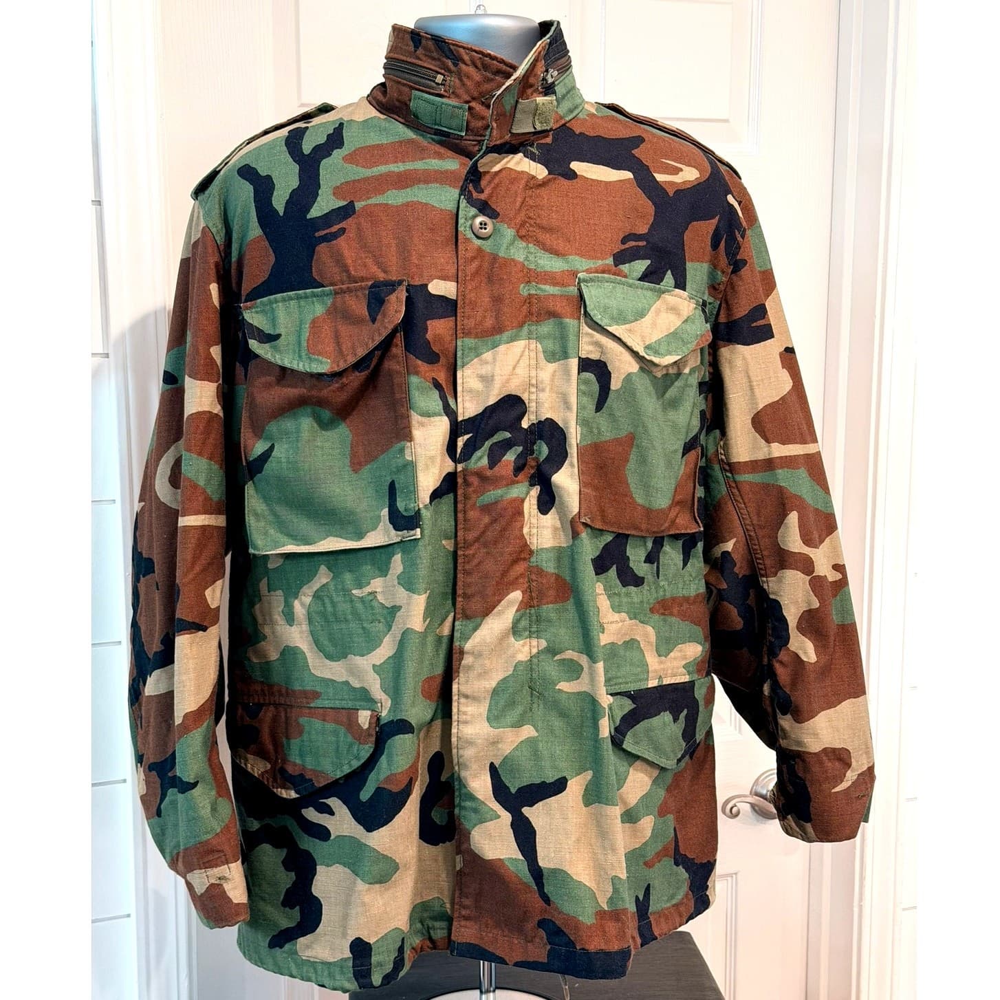 Vintage 1991 U.S. Military M-65 Woodland Camouflage Cold Weather Field Jacket