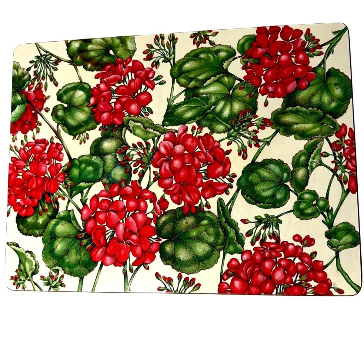 Pimpernel England Cork Back Geraniums (4) 15.75x11.75 Placemats & (4) Coasters