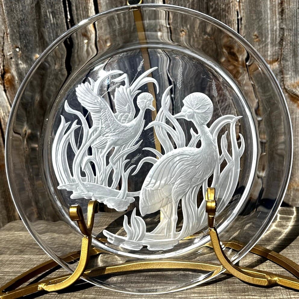 Lalique Neiman Marcus 1985 Vintage Crane Design 12.5" Platter-Rare-Exquisite!