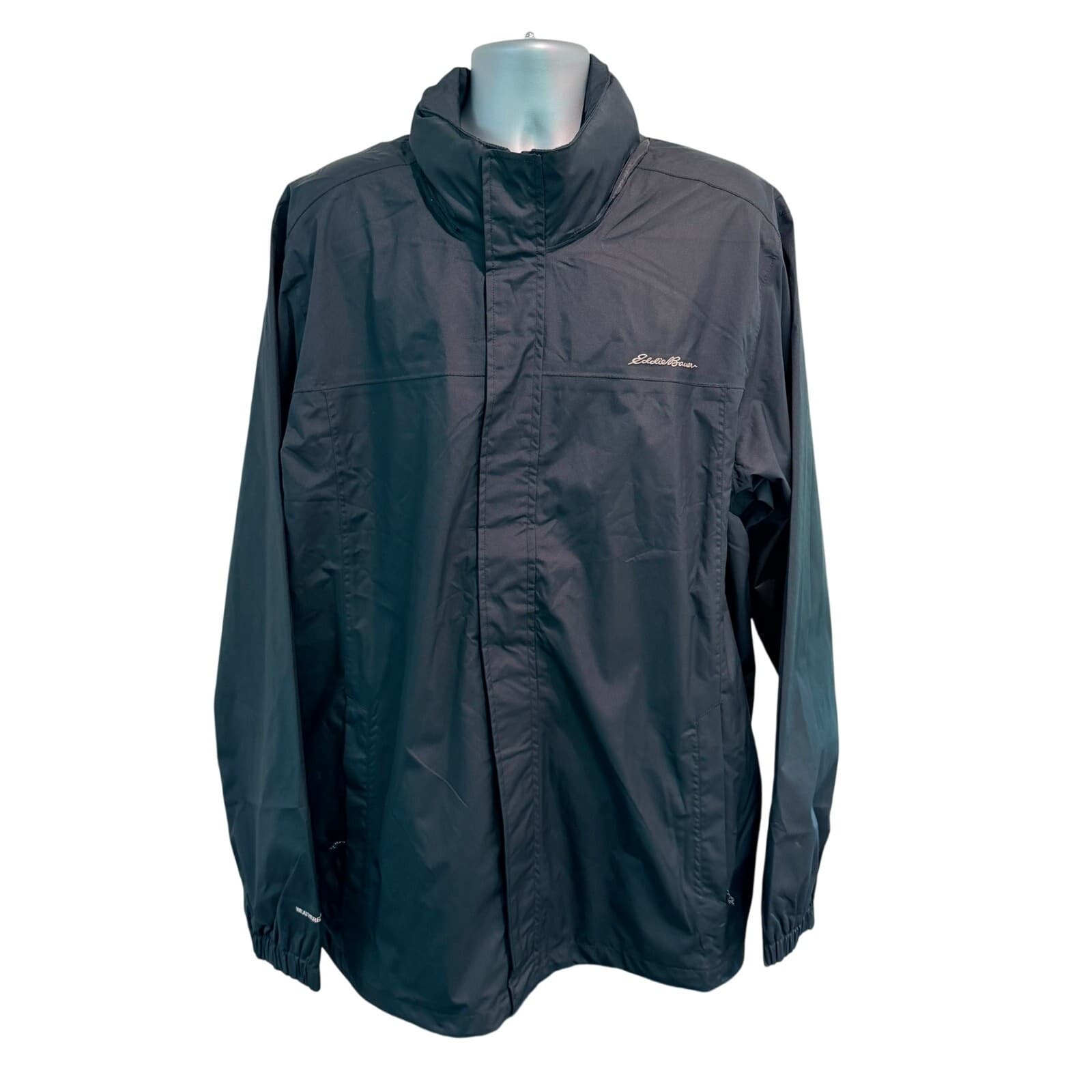 Eddie Bauer WeatherEdge Rain Jacket Mens T2XL Tall Black Waterproof Hooded Coat