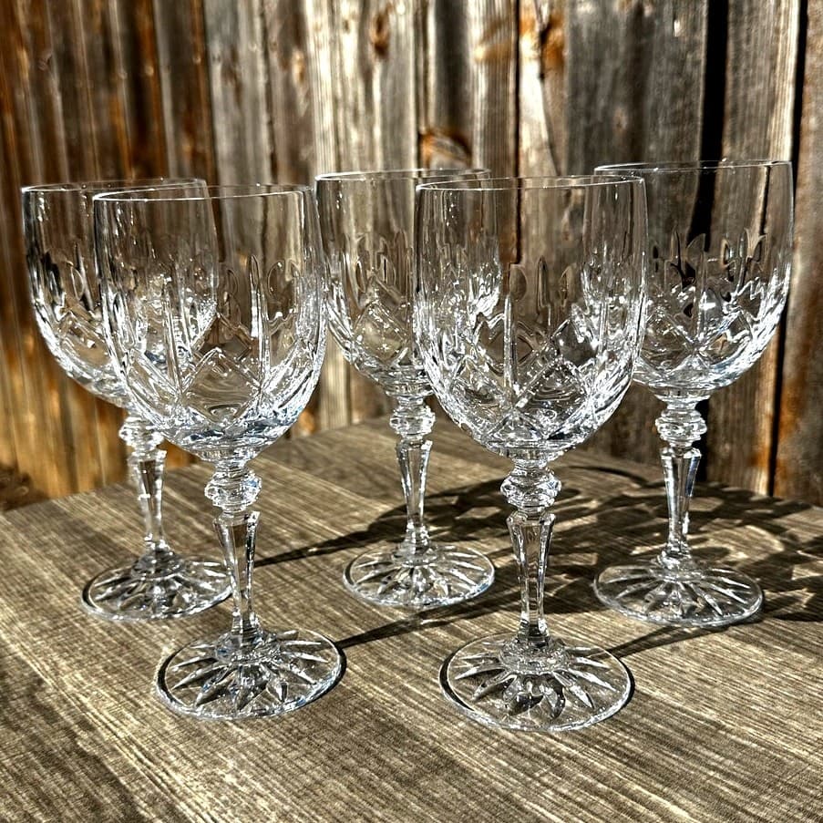 Galway Irish Crystal Retired 'Kings Court' 7" Wine Glasses-Set of 5