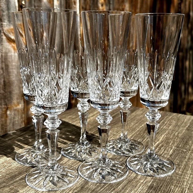 Galway Irish Crystal Retired 'Kings Court' 8.25" Champagne Flutes-Set of 6