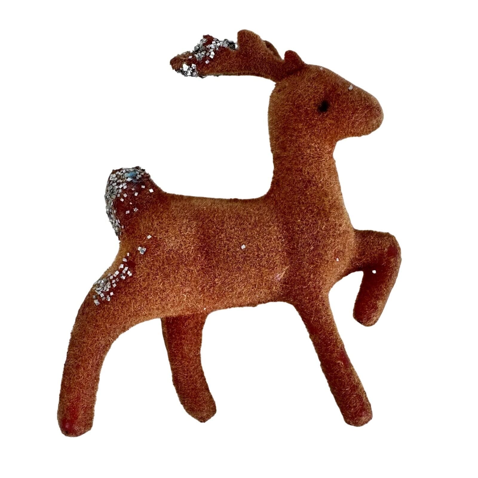 Rare Felt over Plastic Small Brown Reindeer Figure MCM Vintage 2-1/2” VG