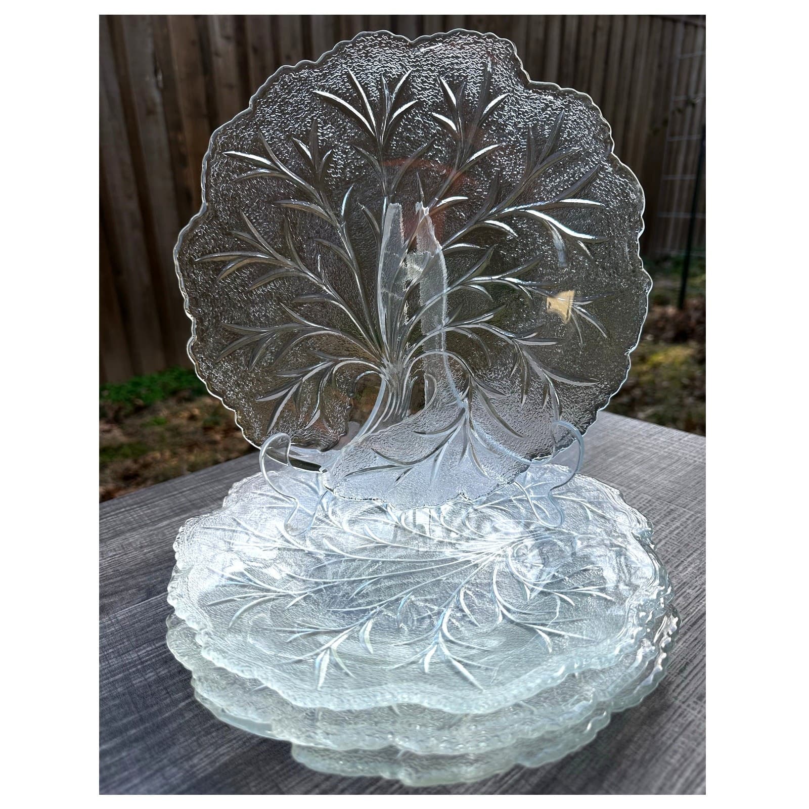 Indiana Glass Pebbled Tree of Life Clear Glass Snack Plates-Set of 4