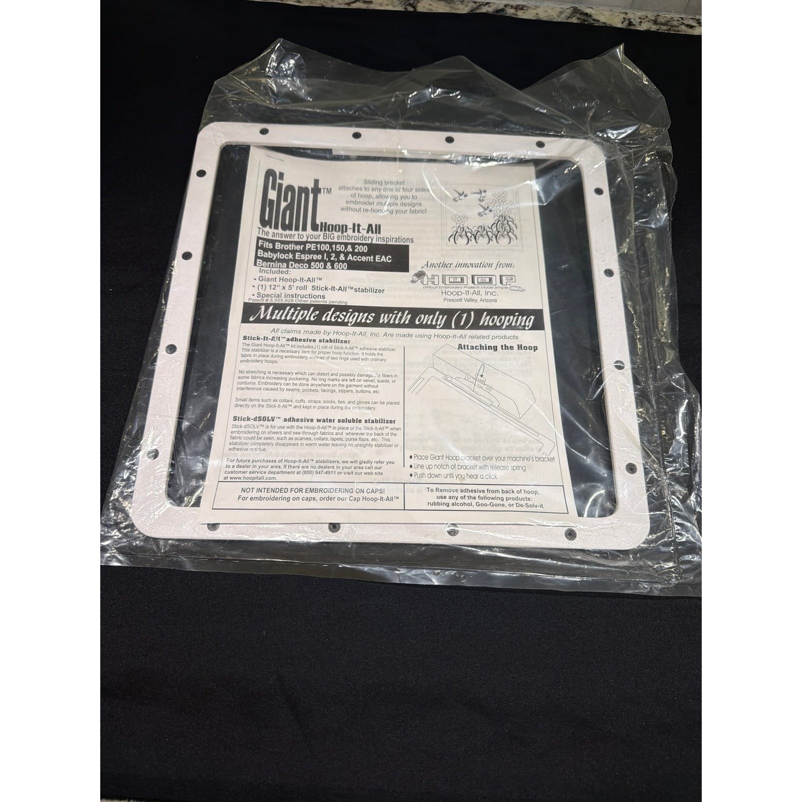 NEW Giant Hoop-It-All Embroidery Hoop Bernina Deco 500-600 Brother PE Babylock
