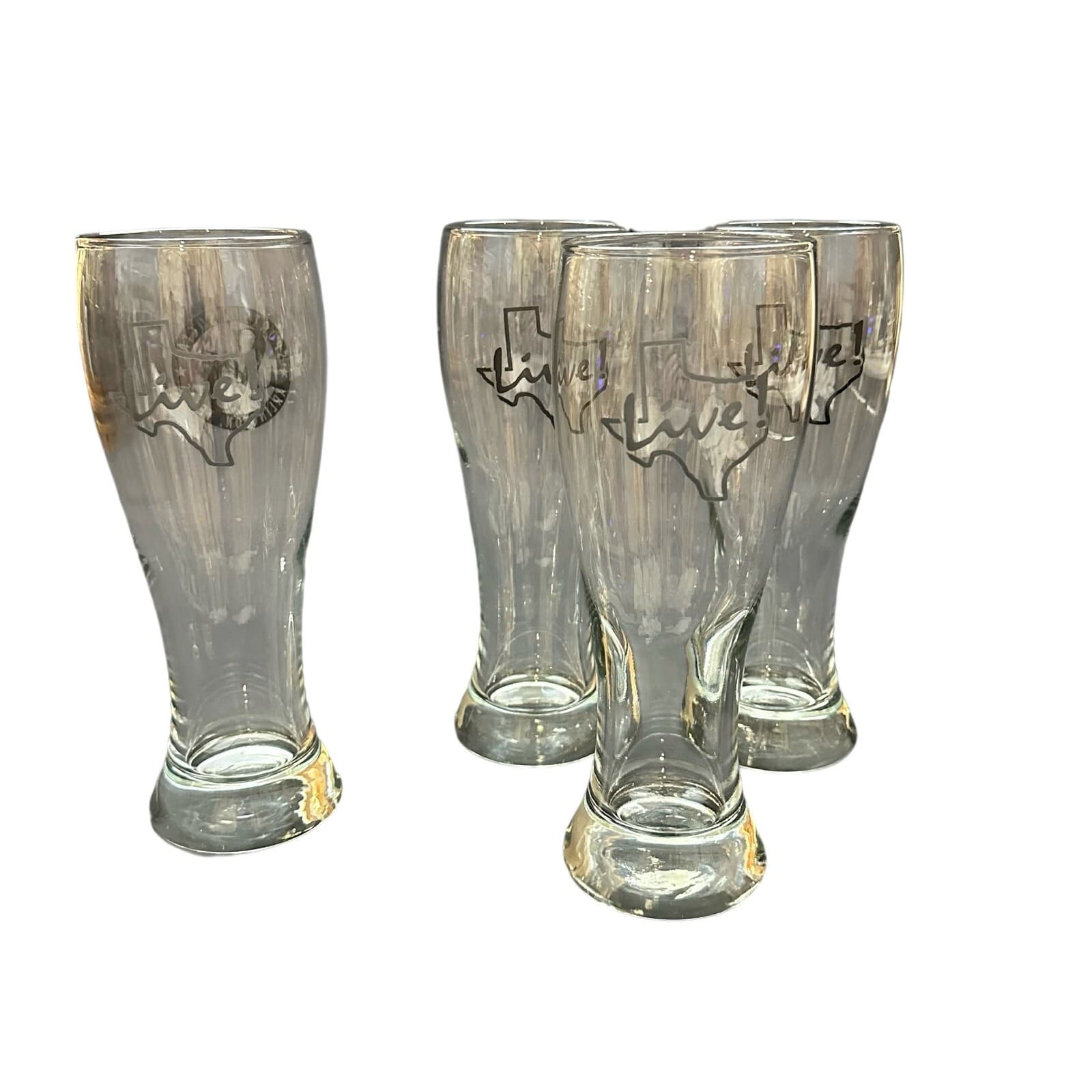 Texas Live Sports & Social Arlington Texas Clear Glass 9" Beer Glasses Set of 4
