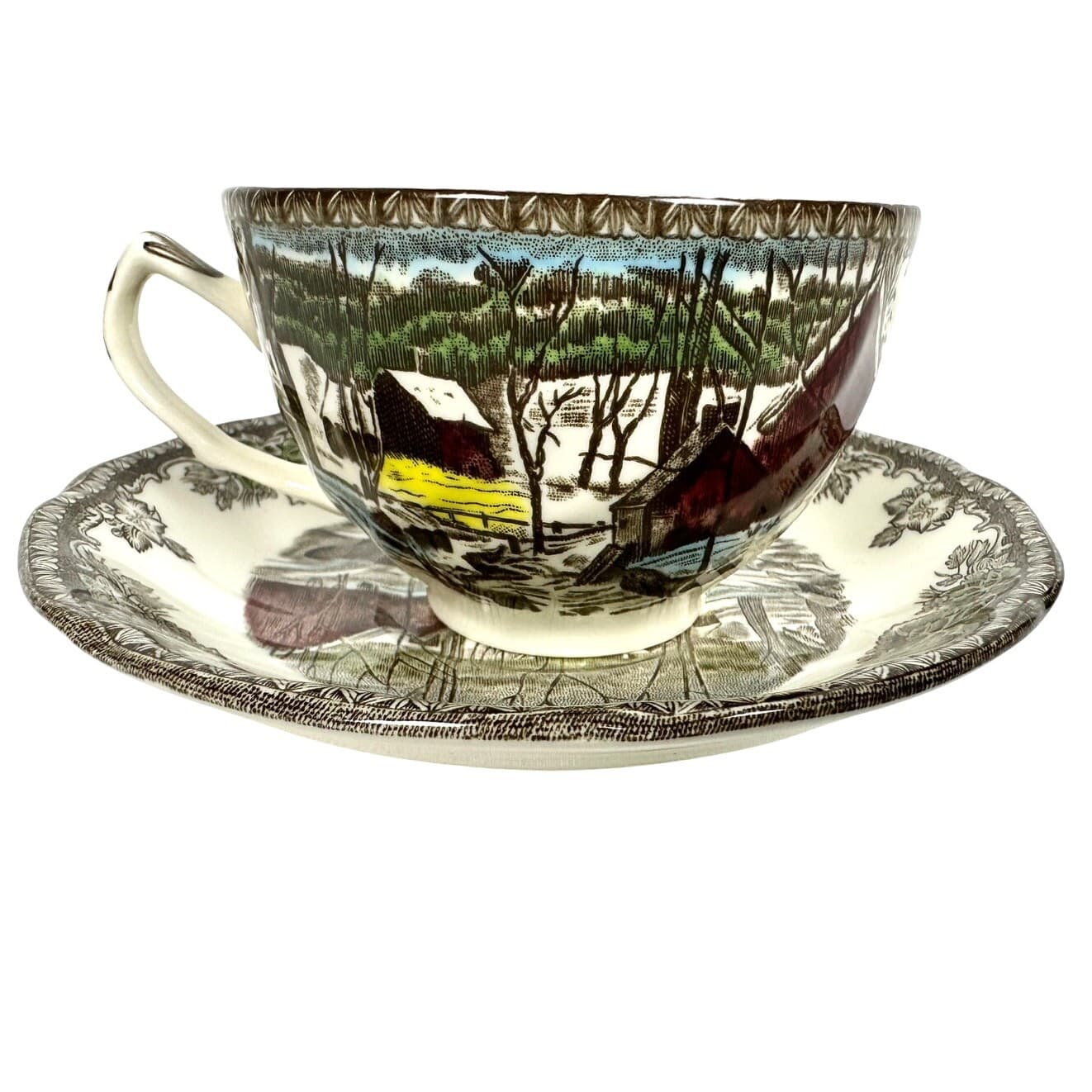Johnson Bros Friendly Village England Vintage 'The Ice House' Cup & Saucer Set!