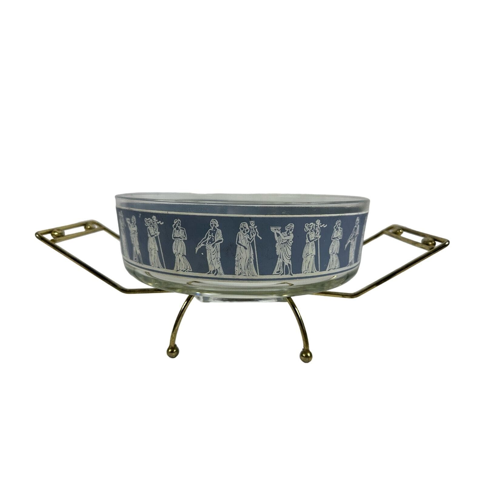 Jeanette Glass MCM Corinthians Wedgwood Greek Chip Bowl w/ Metal Rack