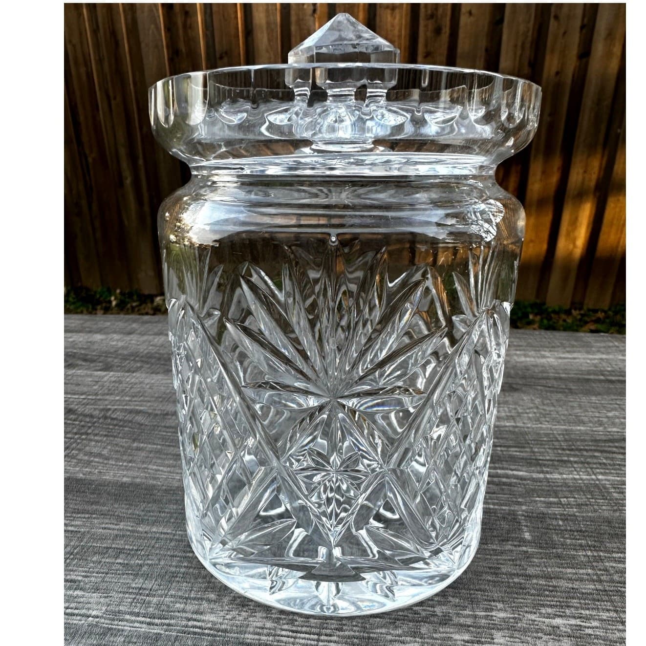 Lead Crystal MCM 7" Vintage Biscuit Barrel/Jar with Lid-Excellent-Stunning