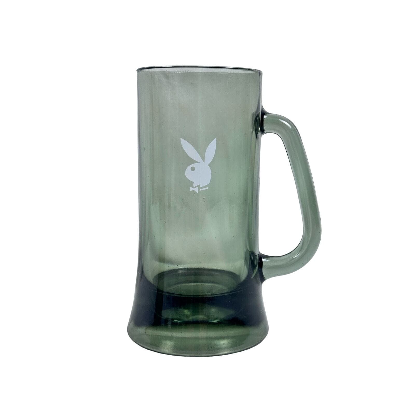 Playboy Smoky Green 1970s Glass Beer Steins Mugs VG Vintage