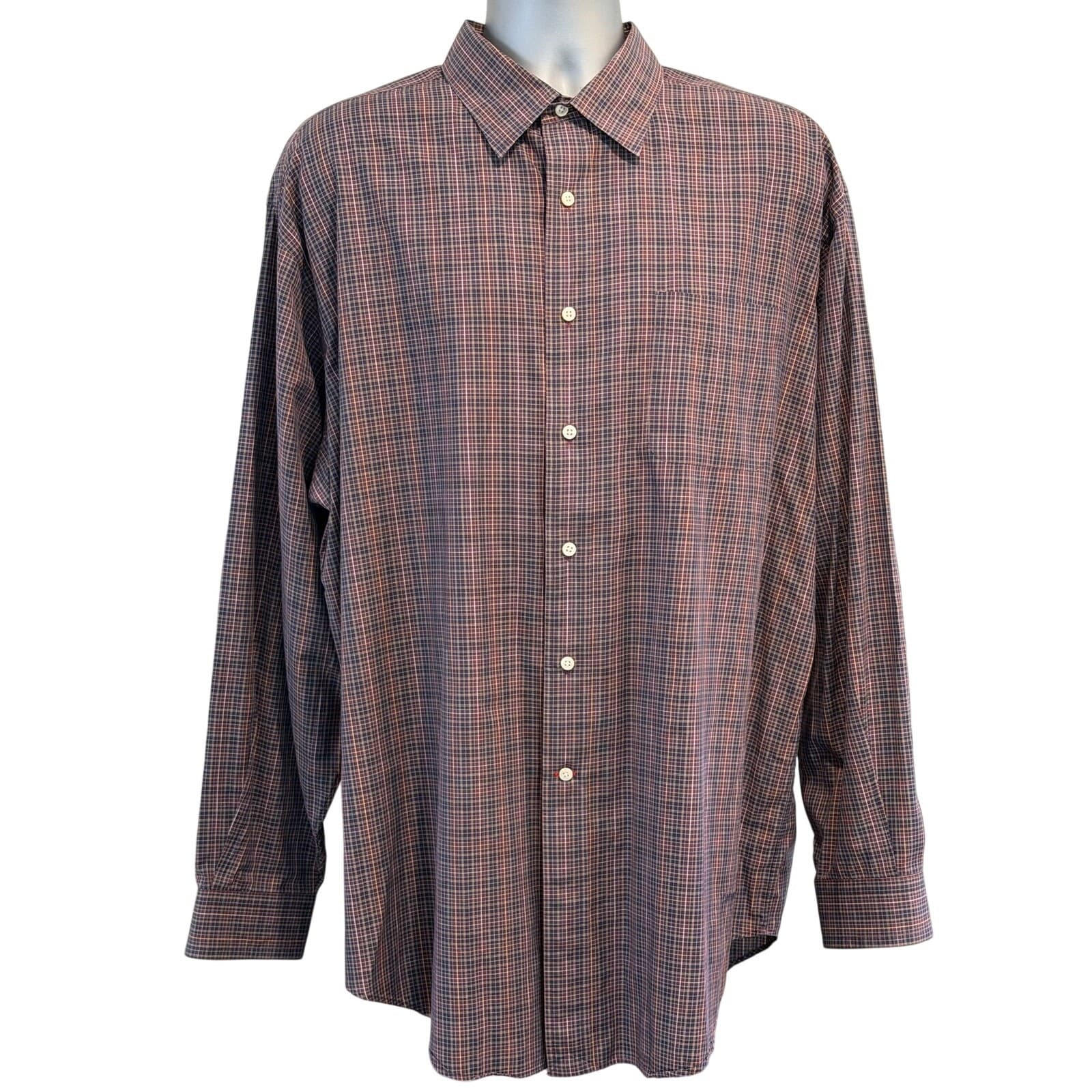 Daniel Cremieux Classics XL Burgundy Navy Plaid Button Shirt Fine Italian Fabric