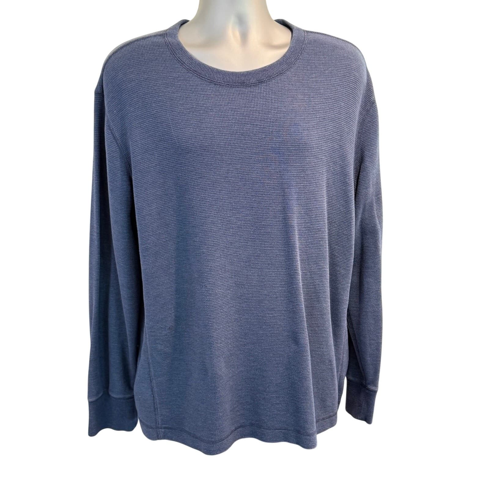 Eddie Bauer Men's Blue Waffle Knit Thermal Crewneck Pullover Shirt XL