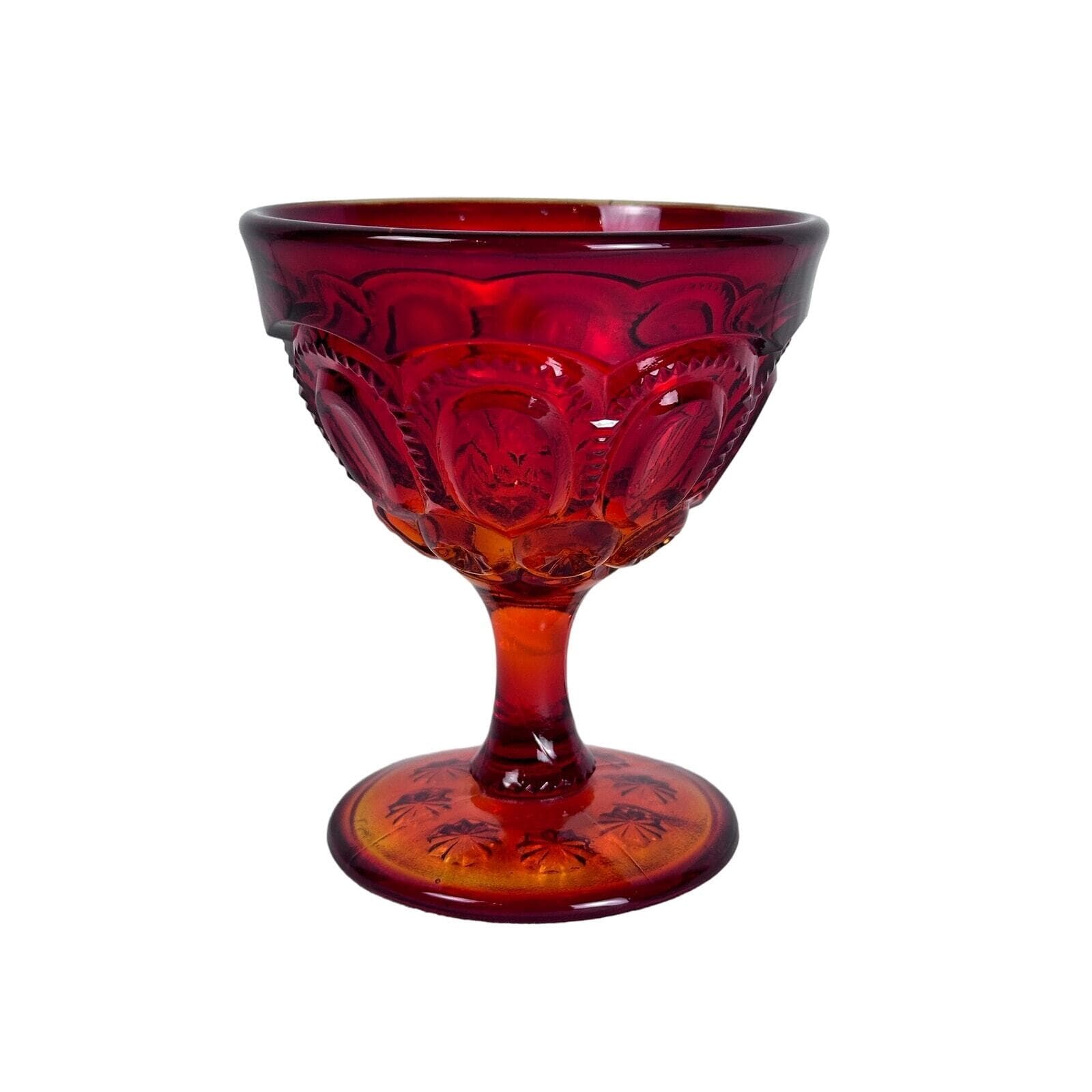 LE Smith Glass Heritage Moon & Stars Amberina Dessert Sherbert Dish VG Vintage