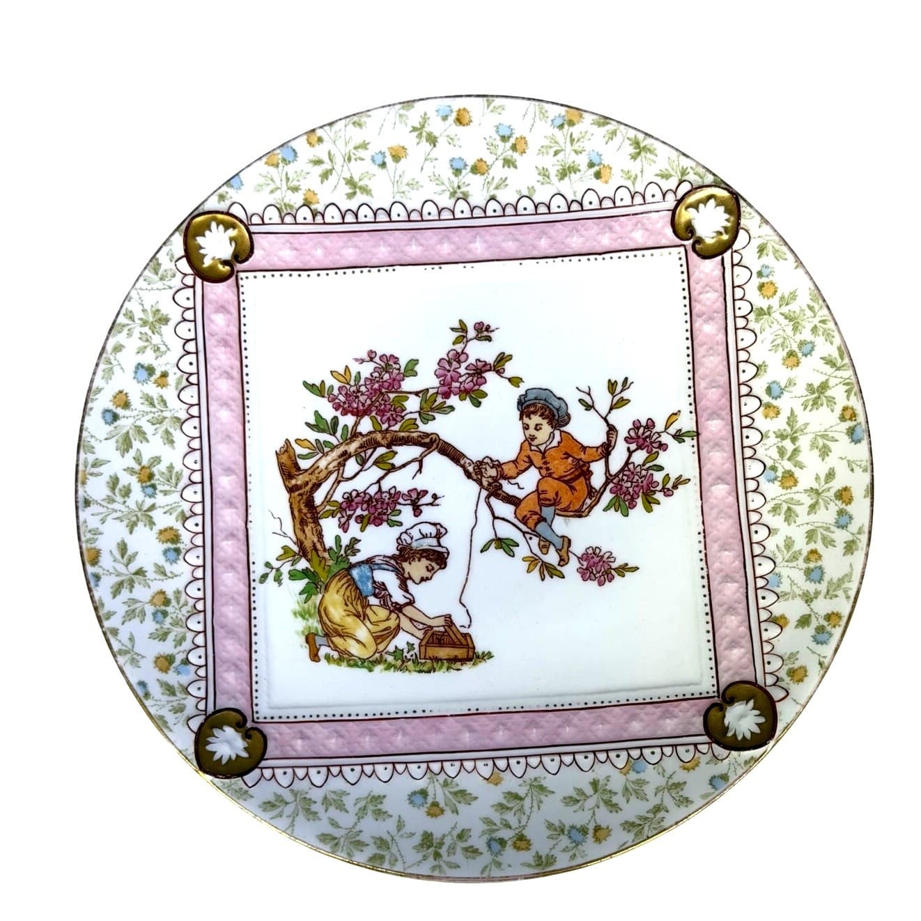 Rare Wedgwood England c. 1890 Hand Painted Enameled Transfer Pattern Cake Stand