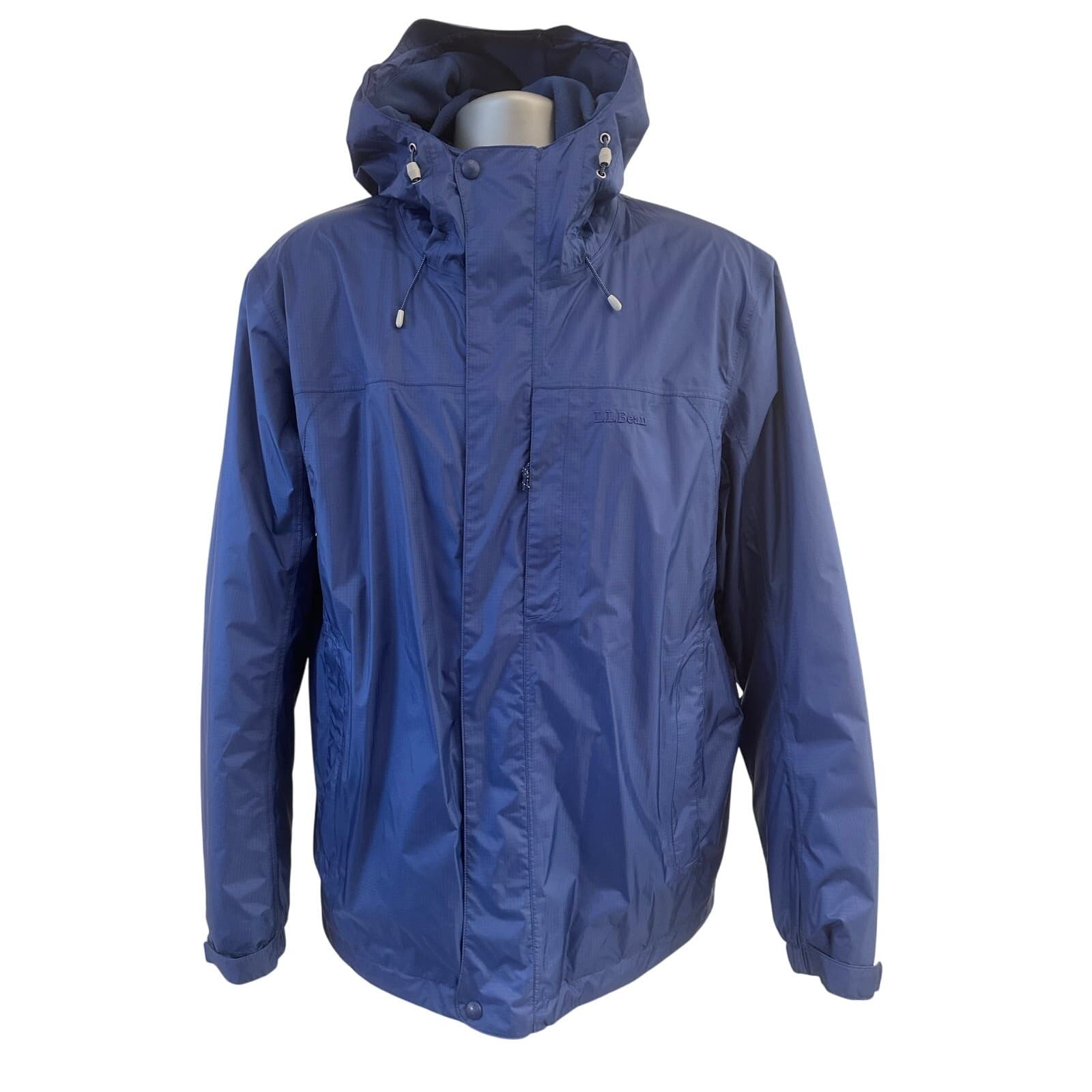 L L Bean 293753 Men's Large Nylon Mountain Parka Navy Blue Hood Water Resistant