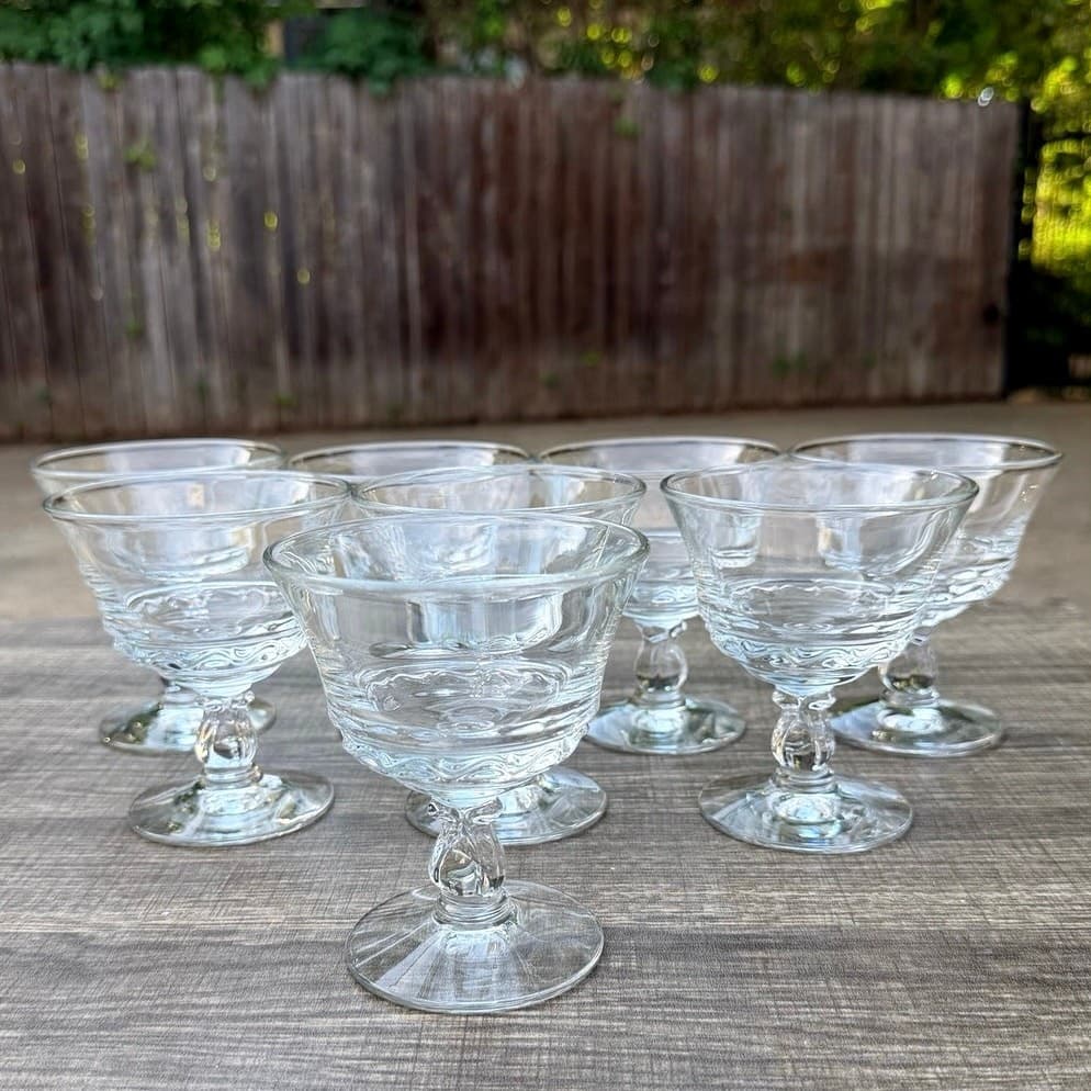 Fostoria 'Century' Tall Champagne/Sherbet Glasses Crystal Vintage Elegant-Set 8