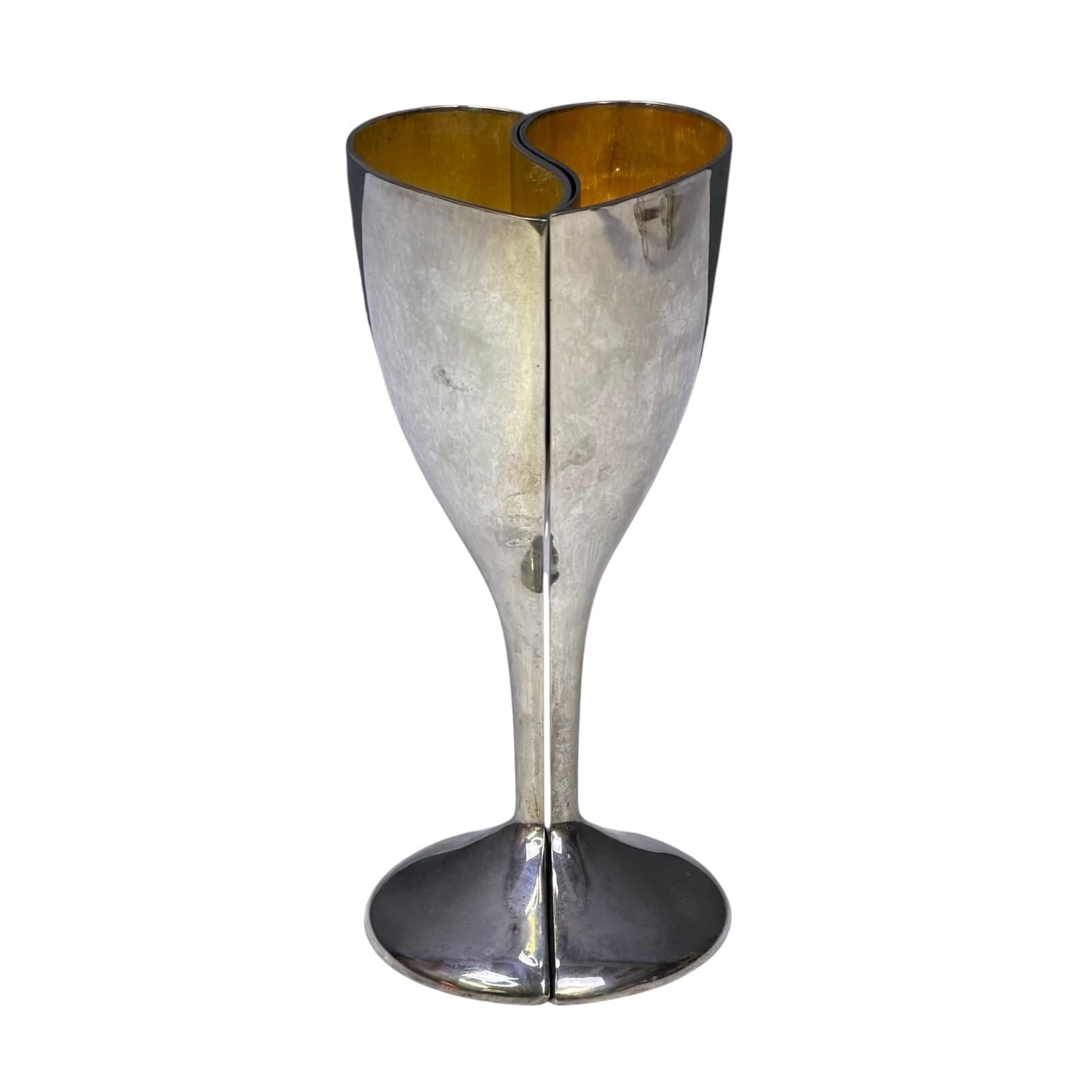 Lenox Interlocking Heart Goblets Wedding Promises Silverplate Toasting Cups