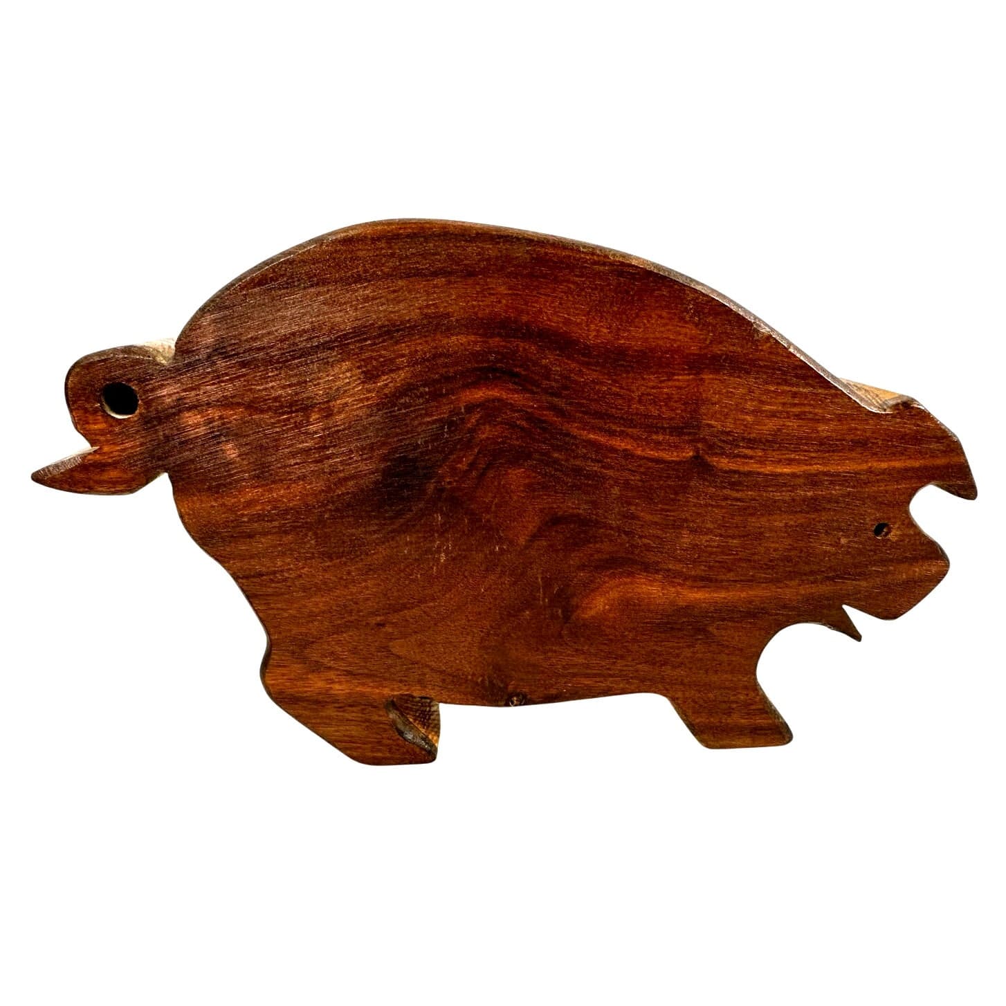 Unique Rare Wooden Pig Vintage Piggy Bank with Wood Stopper-Excellent!