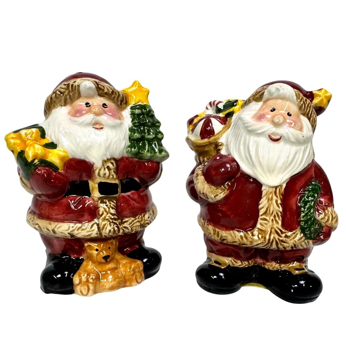Santa with Gifts and Christmas Tree 3.75" Vintage Salt and Pepper Shakers