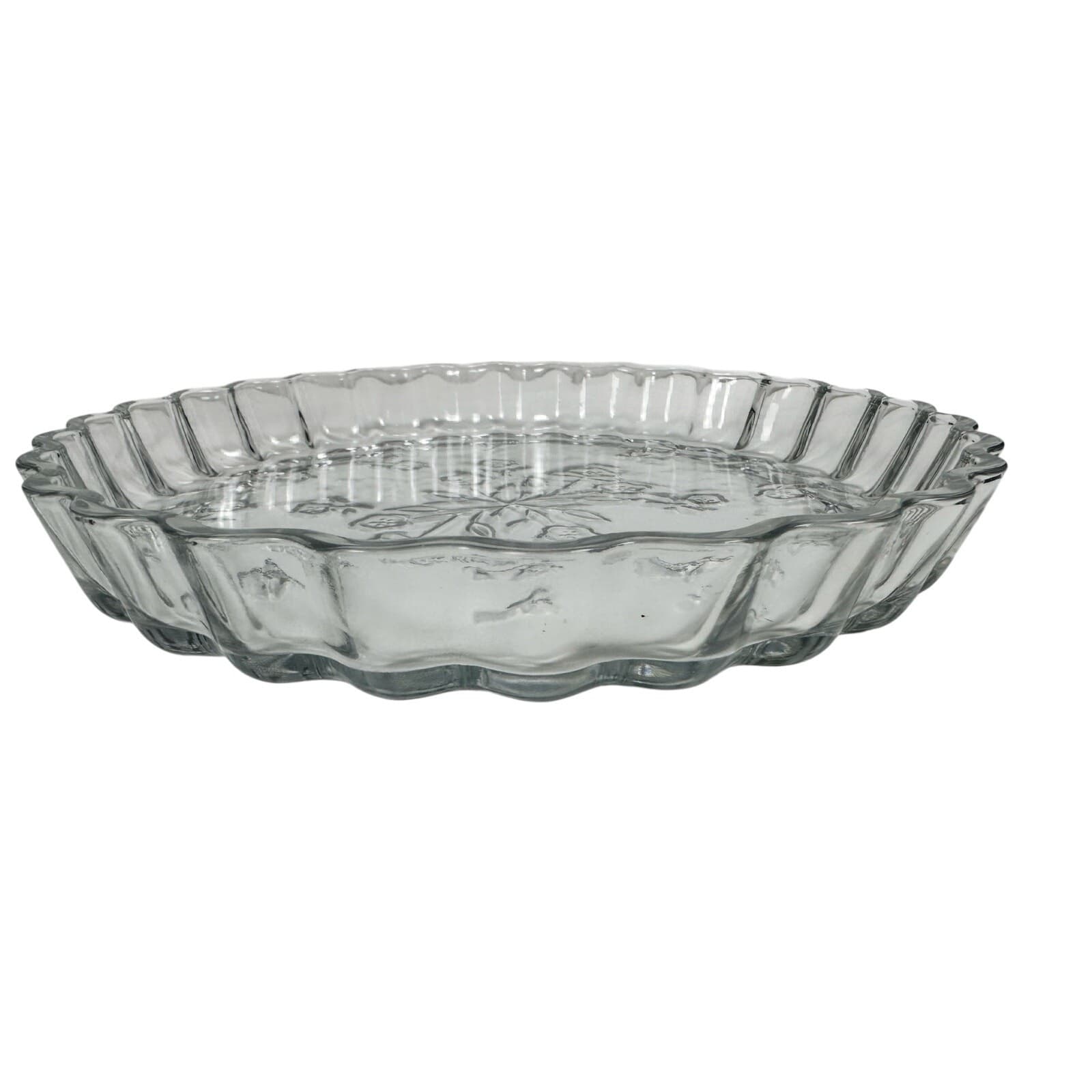 Anchor Hocking Savannah Clear Glass Floral Embossed Pie Plate/Tart/Quiche Dish