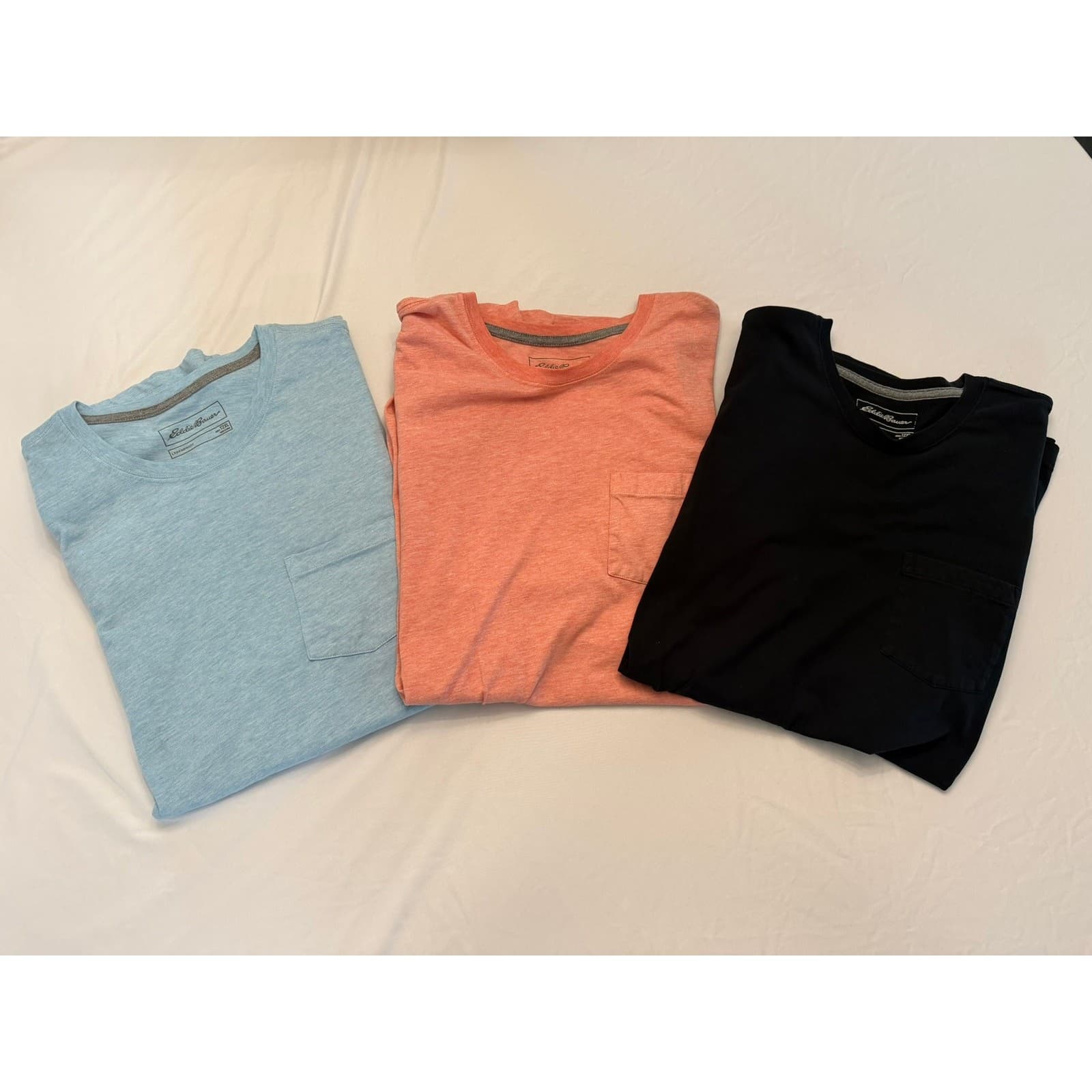 Eddie Bauer Legend Wash Pocket T-Shirts Lot 3 Men's T2XL Tall Blue Black Orange