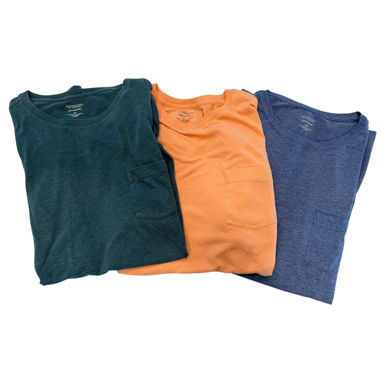 Roundtree & Yorke Men's 2XT Pocket T-Shirt Lot of 3 Blue Peach Teal Tall