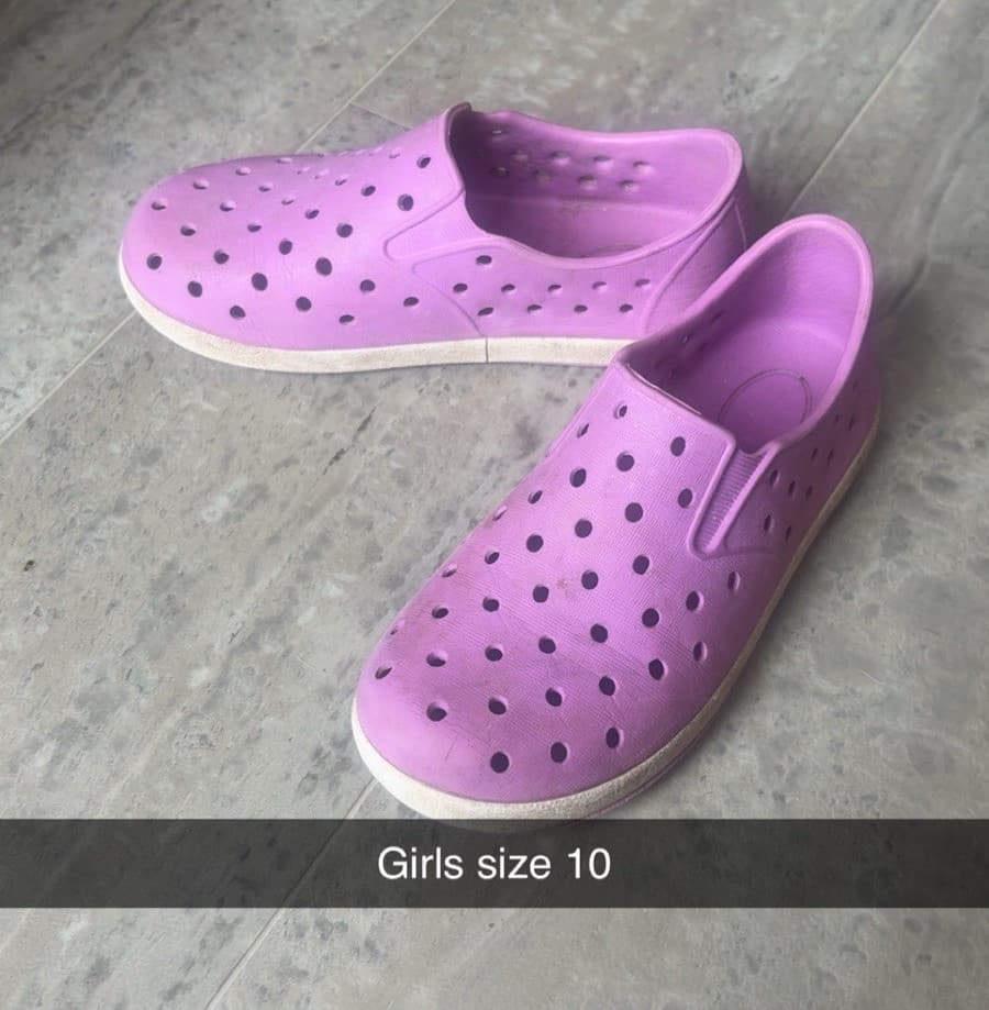 Girls Purple Slip-On Flat Shoes Synthetic Low Top Perforated Size 10