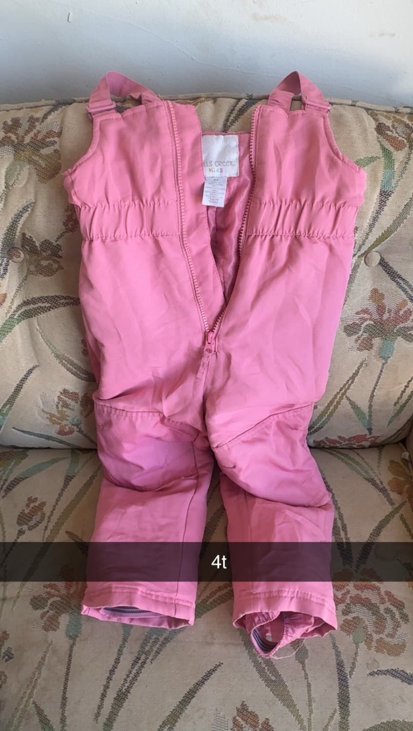 Hills Creek Kids Pink Insulated Ski Pants Girls 4T Polyester Zip Winter