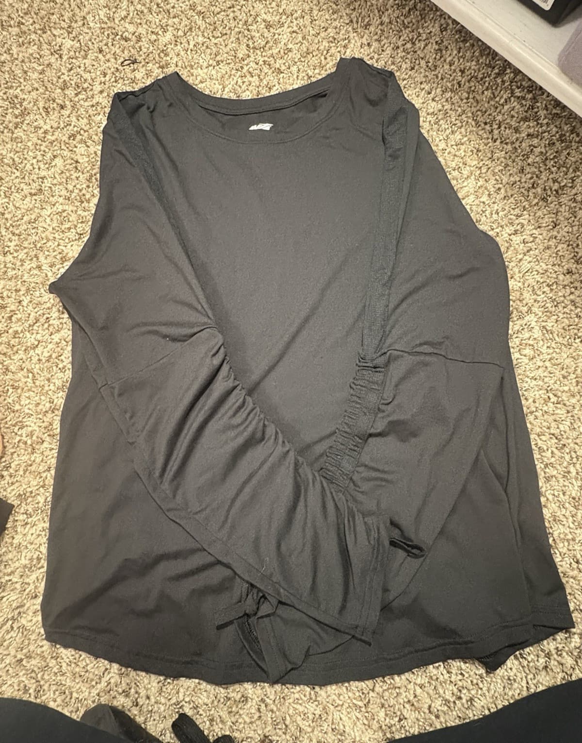 Avia Women's Black Long Sleeve Stretch Knit Activewear Round Neck Top L