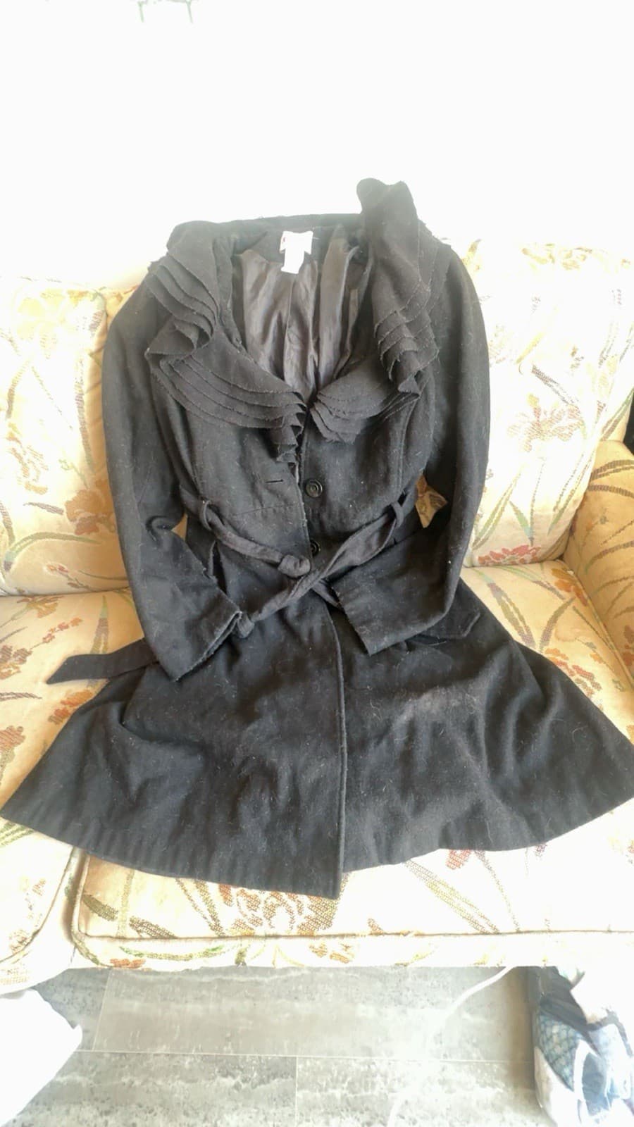 Candie's Women's Pea Coat Black XL Collared Button Lined Mid-Length Wool Blend