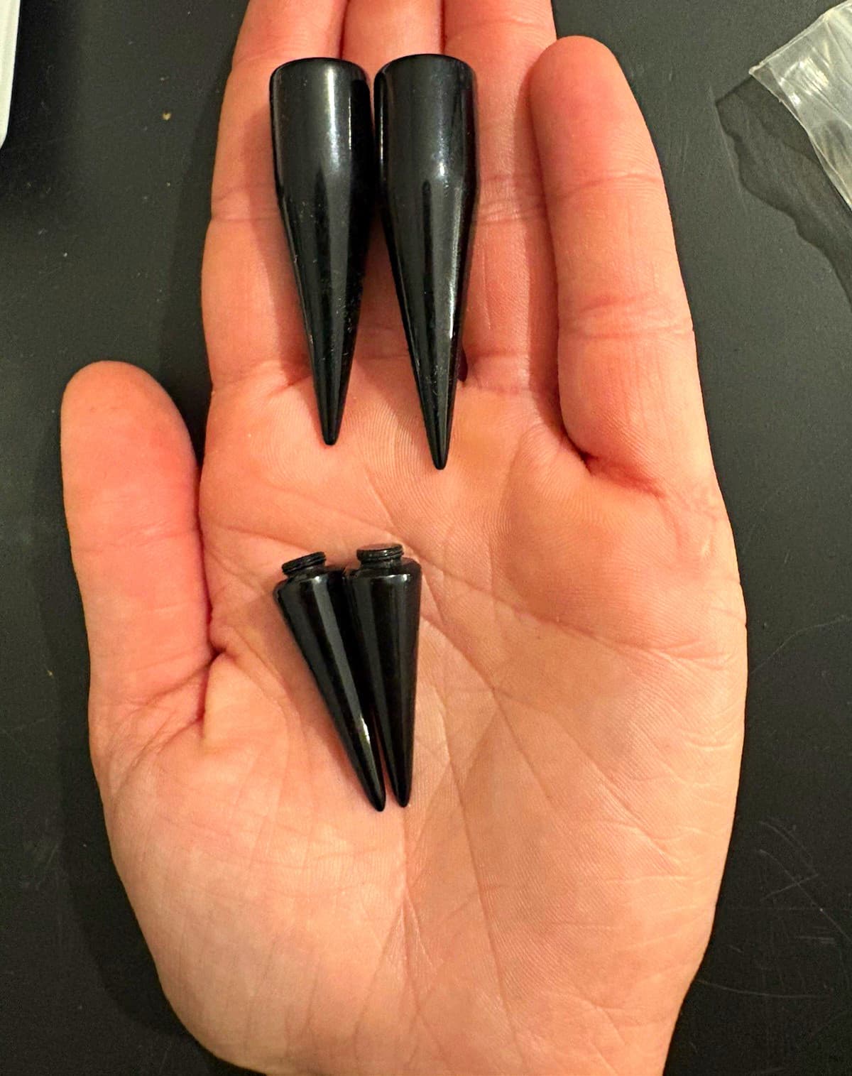 Black Plastic Cone Ear Lobe Taper/Stretcher Set, 4 Pieces Unisex Adults