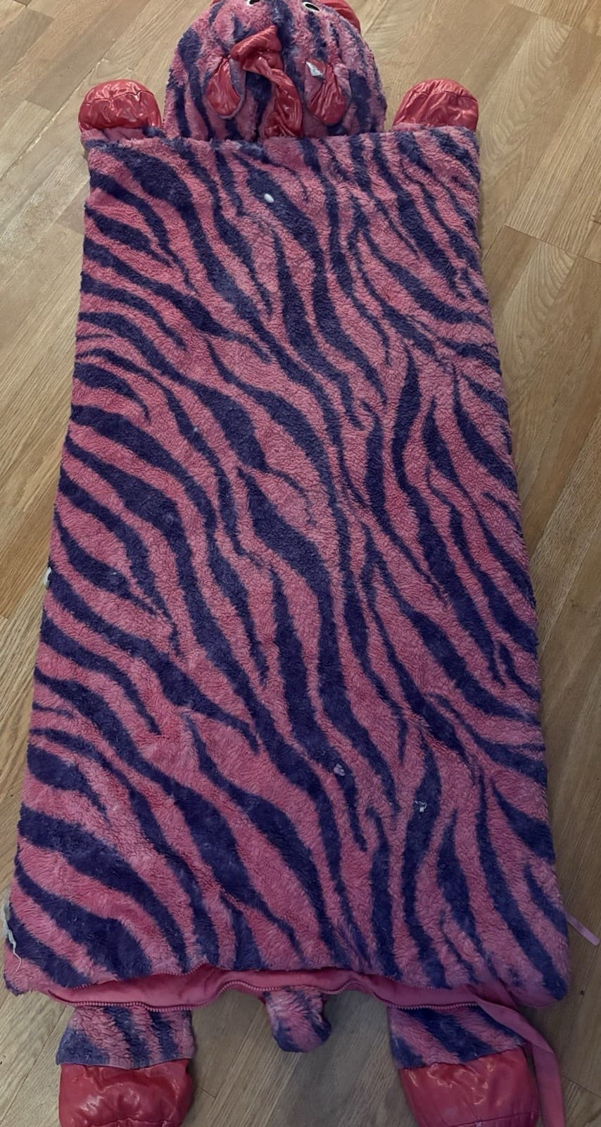 Pink Purple Animal Print Kids Sleeping Bag Polyester Rectangle Standard Bedroom