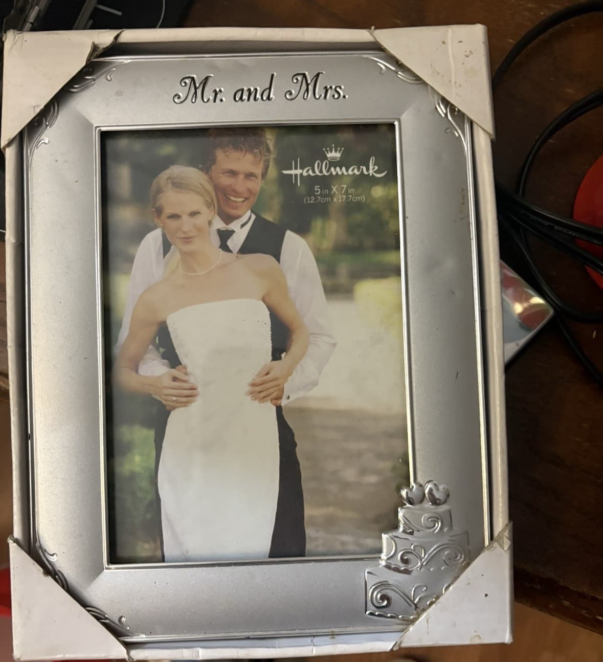Hallmark Mr. and Mrs. Silver Wedding Photo Frame 5x7 Rectangle Cake Design