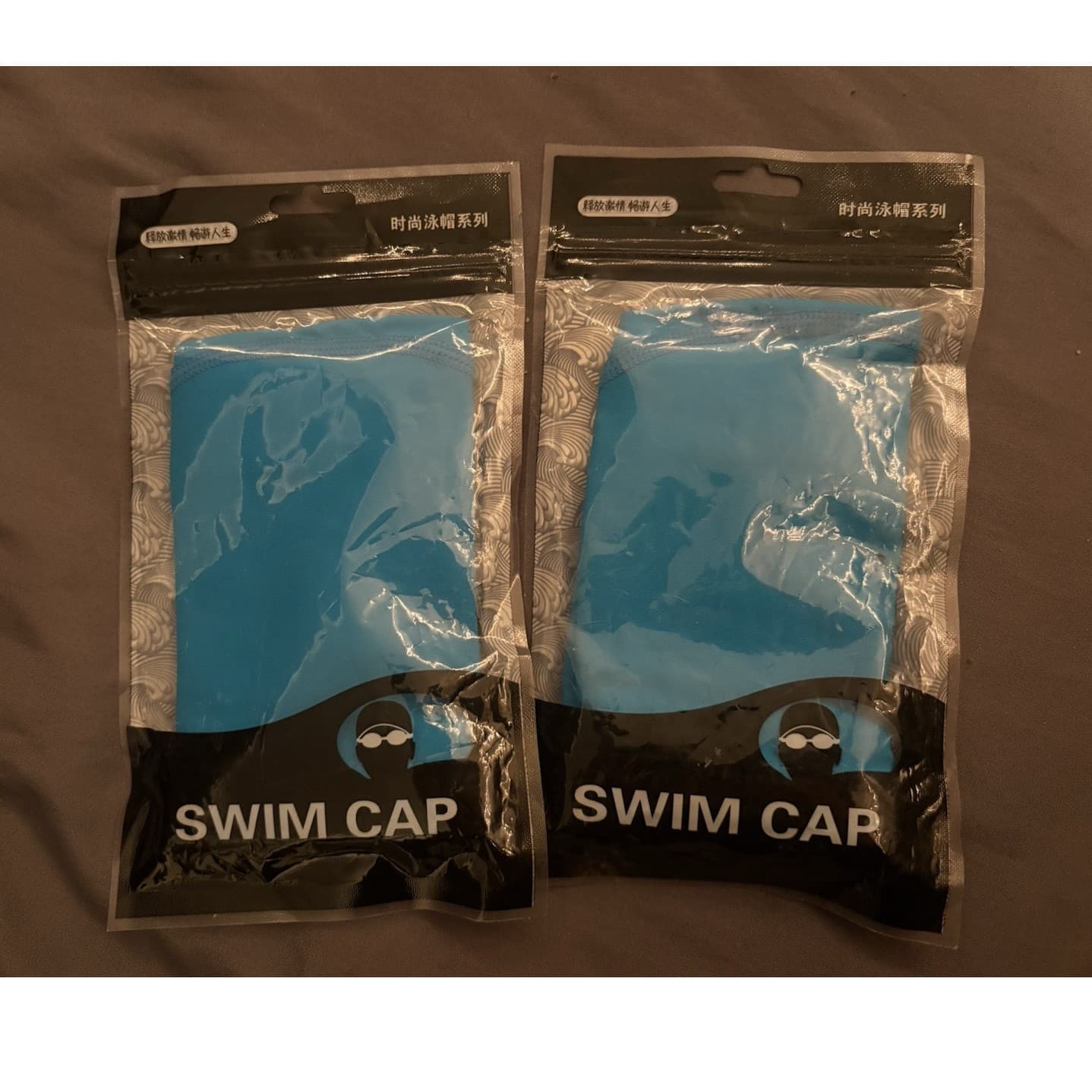 Blue Swim Cap Model Swim Cap Pack of 2 Comfortable Fit for Swimming