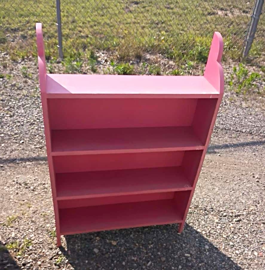 Pink Freestanding 3-Shelf Open Face Bookcase, Rectangular, 30-40 in H