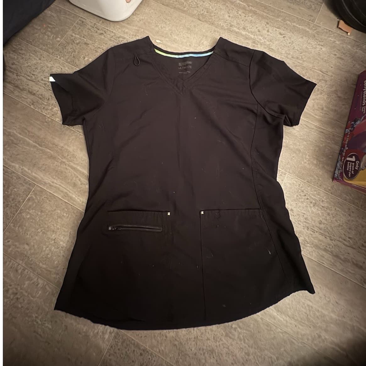 Scrubstar Women's Black Solid Medical Scrub Top P000245 Medical Industry Uniform