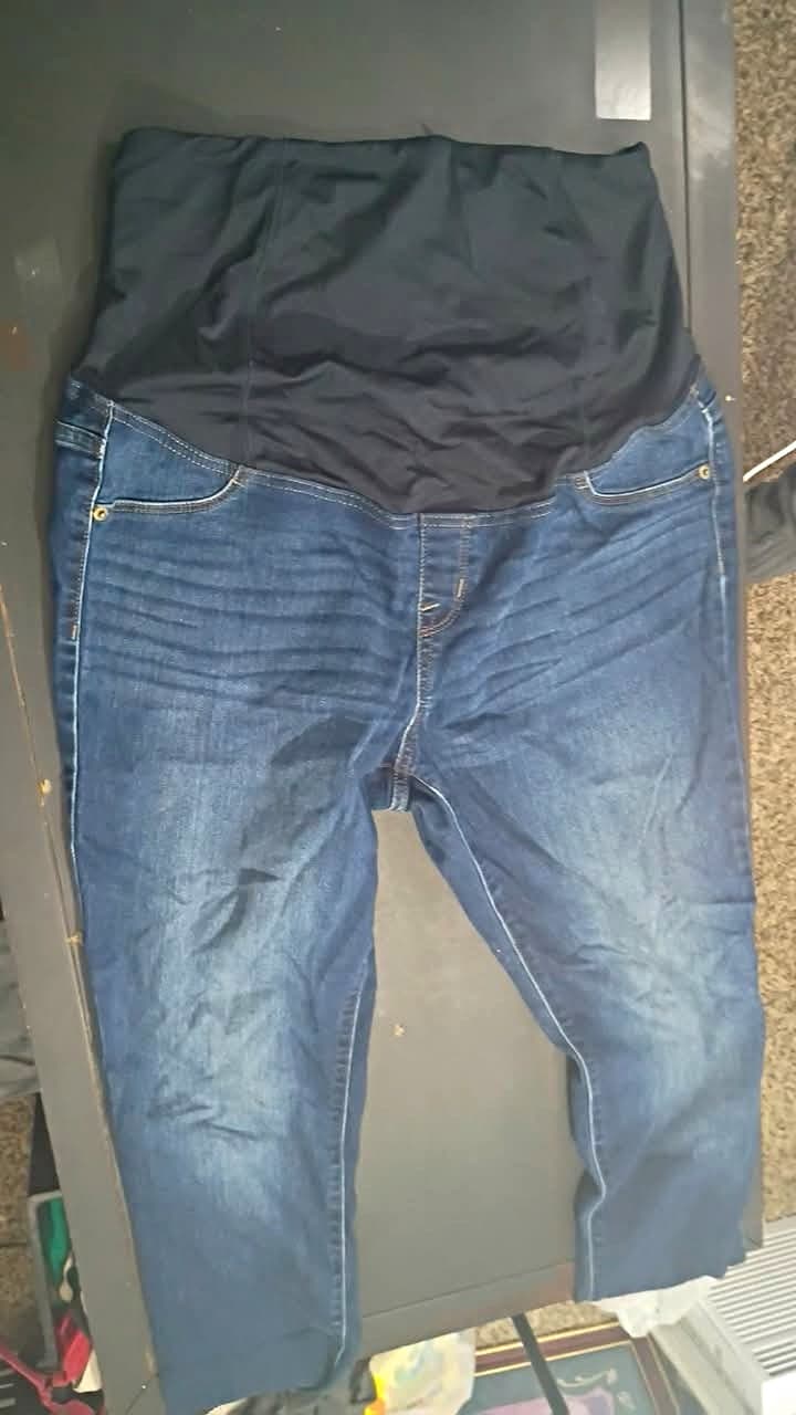 a:glow Maternity Skinny Blue Denim Jeans Stretch High Rise 5-Pocket