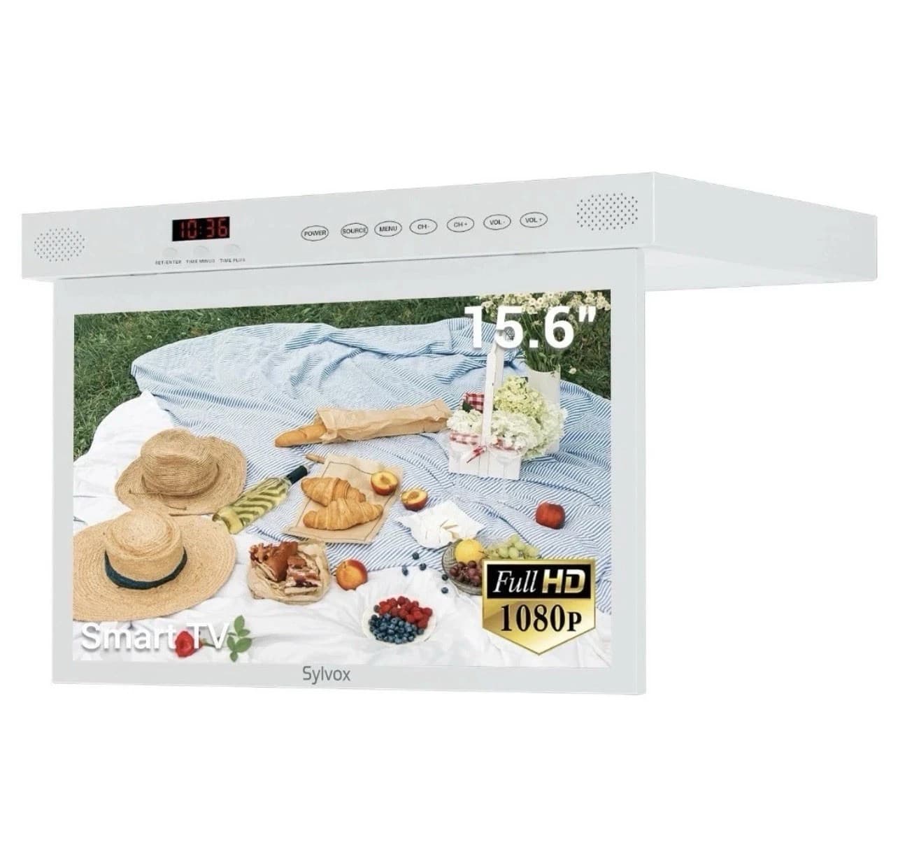 SYLVOX 15.6 inch Under Cabinet TV Kitchen TV 1080P Built-in Google Play RV TV